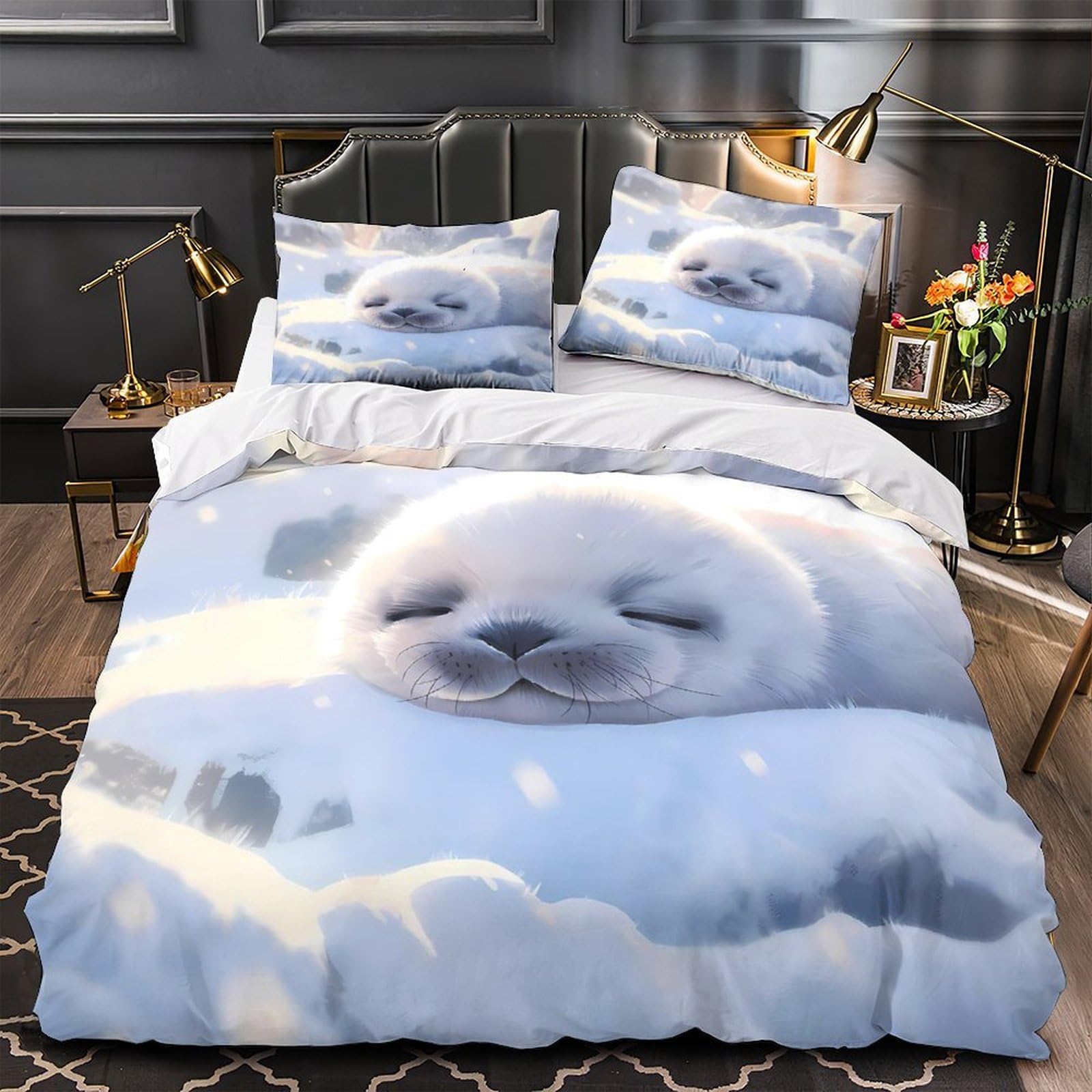 Housse de Couette Ultra Douce Fermeture Éclair anti-glissement Lapin