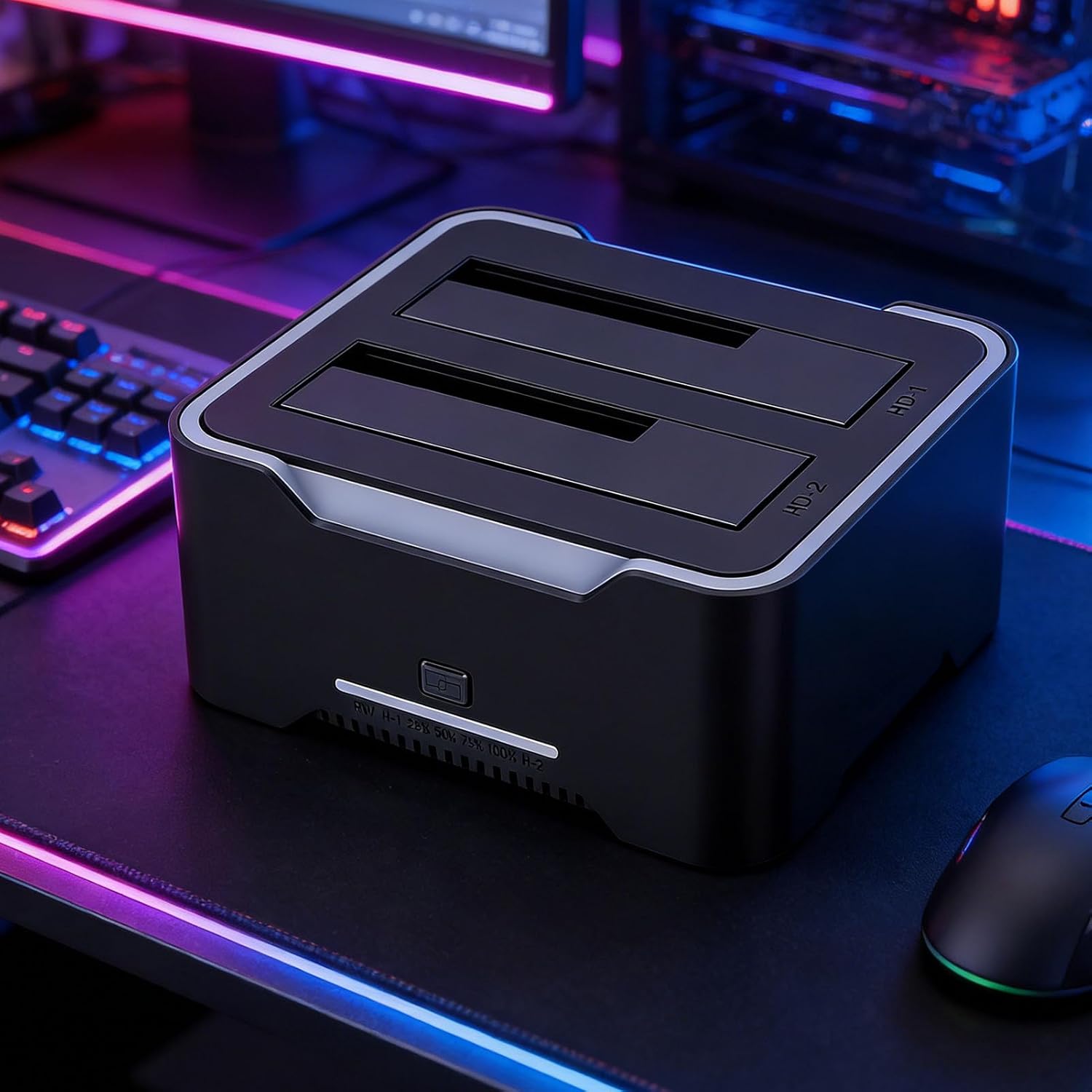 Tangxi USB 3.0 to SATA 3.0 Dual Bay External Hard Drive Docking Station for 2.5/.5in HDD SSD, with Duplicator & Offline Clone Function, RGB External HDD Dock with Auto Sleep (US Plug)