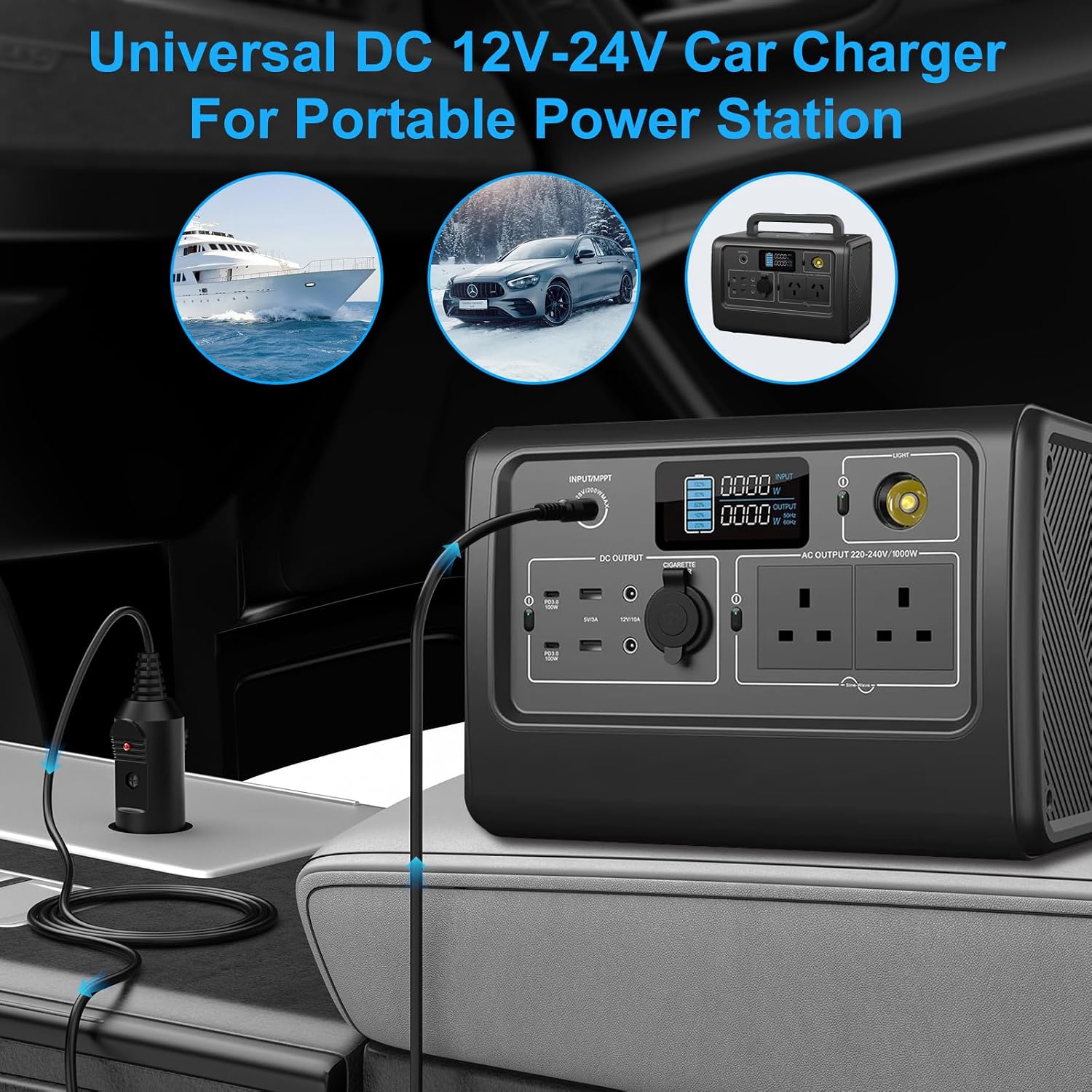 VHBW DC 8 mm Car Charger Compatible with BLUETTI Car Charging Cable EB3A EB70 EB70S Portable Power Station DC Adapter 10 Feet