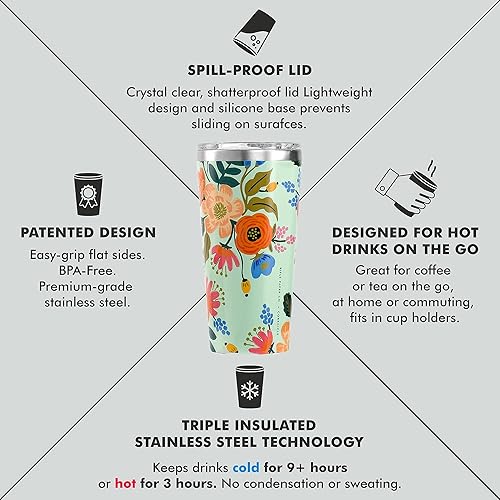 Miniatura 2 de Corkcicle Vaso de viaje de acero inoxidable con triple aislamiento con tapa inastillable, reutilizable (16 onzas16.1 fl oz, floral animado)