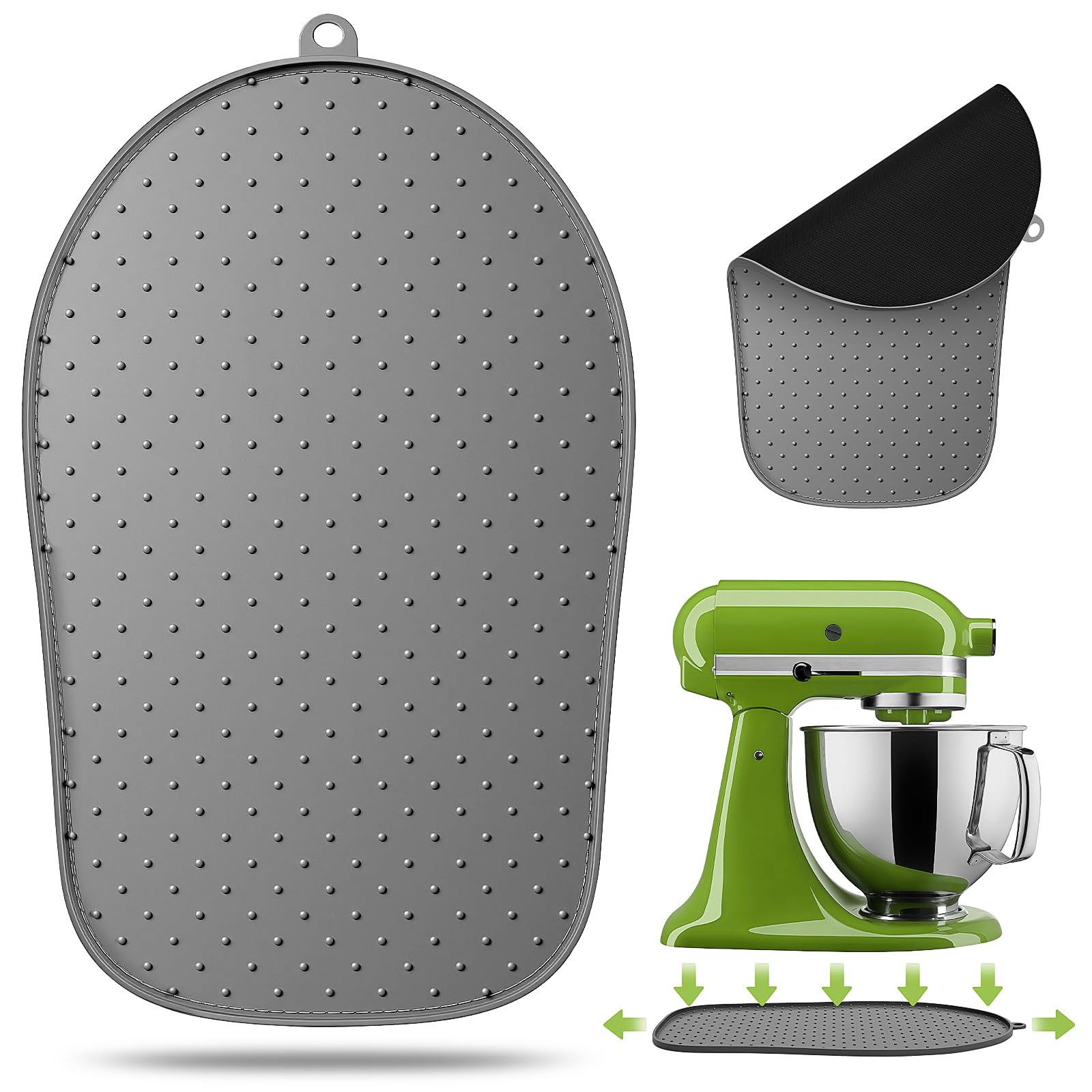 SelfTek Mixer Slider Mat - Upgraded Silicone Sliding Mat Waterproof Mixer Mover Accessories for KitchenAid 4.5-5 Qt Tilt-Head Stand Mixer, Easy Moving & Countertop Protection, Grey
