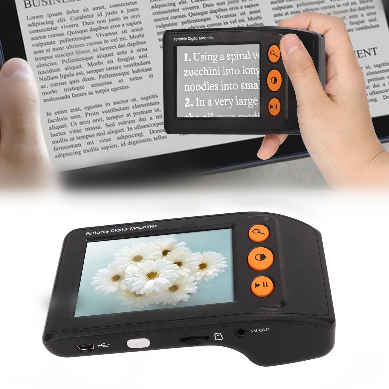 Lupa Electrónica HD Portátil con Pantalla LCD 3.5", Ampliación Digital 2x-25x para Baja Visión, Zoom Ajustable y Lectura de Texto - Ideal para Personas Mayores y Discapacidad Visual (Blanco)