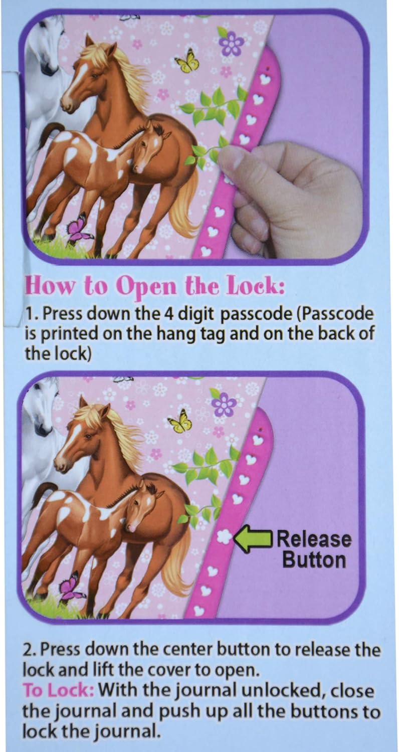 Horse Gifts for Girls - Craft Stuff Scrapbooking Kit for Kids Ages 8-12 Year Olds - Hardback Sticker Activity Book Set and Journal with Passcode Lock to Keep Her Secrets and Memories Safe : Toys & Games