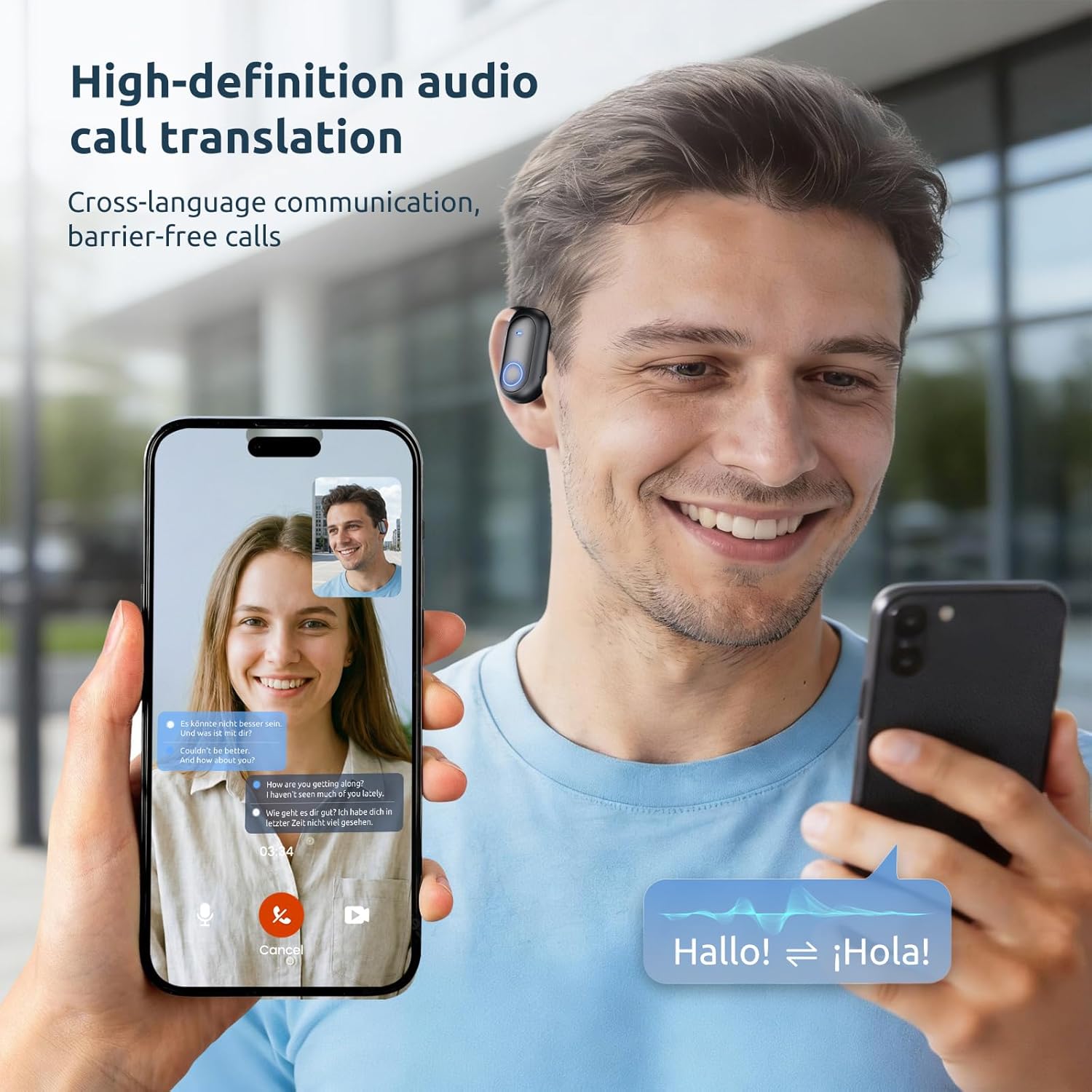 Ai Translation Earbuds Real Time - 164 Language Translator Earbuds with Bluetooth 6.1 Audifonos Traductores Inglés Español, 80H Playtime Wireless Headphones for Travel Business Learning