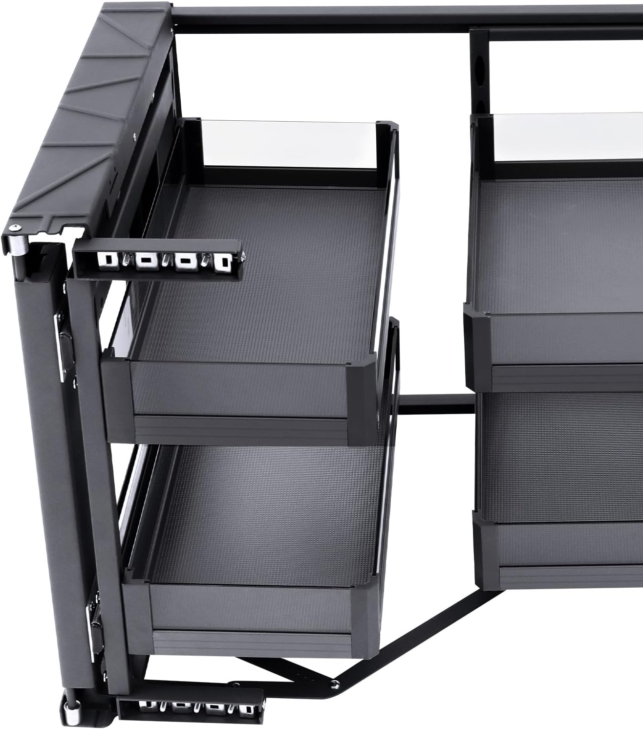 2-Tier Blind Corner Cabinet, Kitchen Cabinet Left Or Right Handed Open, Blind Corner Pull Out Shelf with 4 Detachable Shelves, Swing Tray Kitchen Shelf for 14 Inch Opening