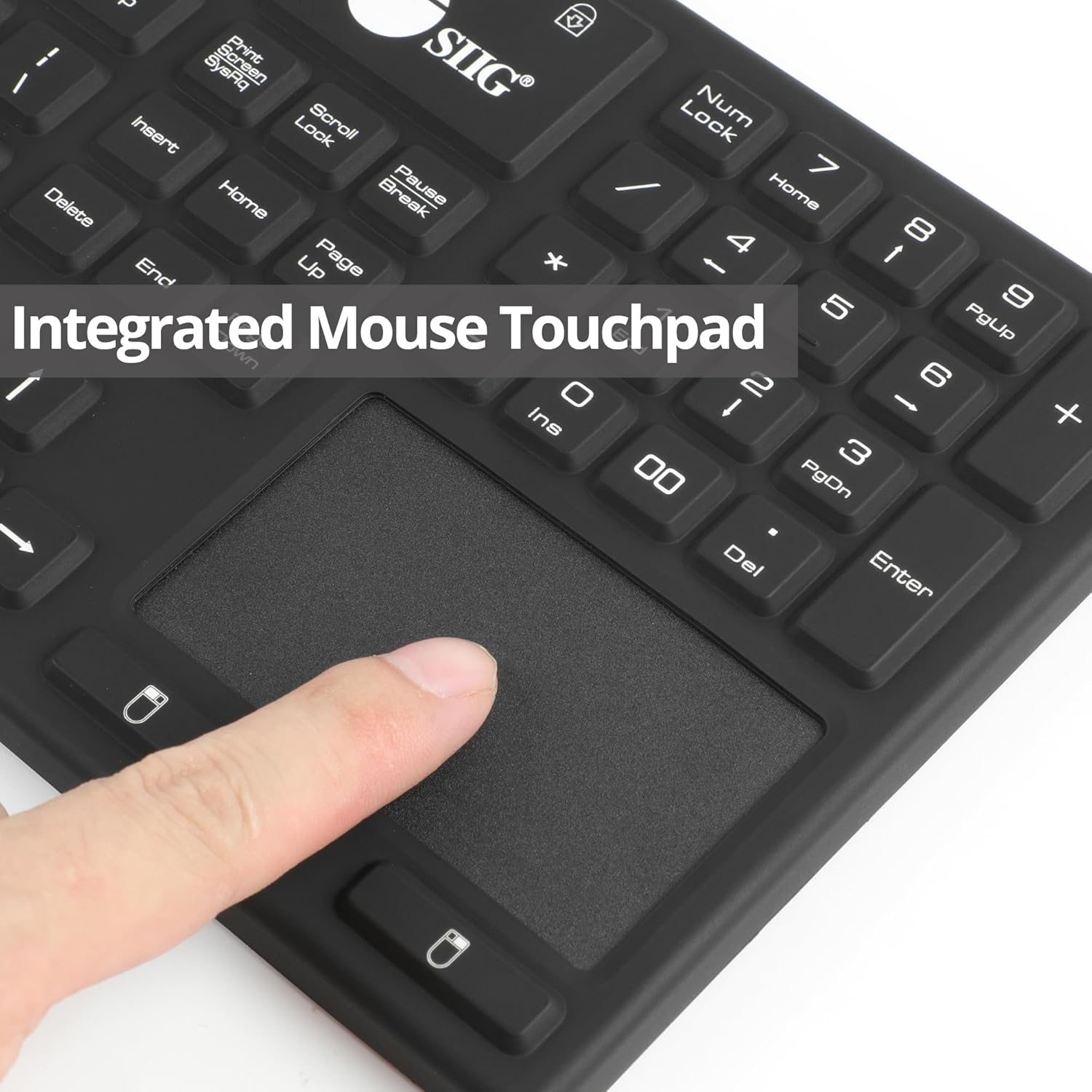 SIIG Wired Silicone Washable USB-A Keyboard with Touchpad, 110-key Layout, Industrial & Medical Grade, Dustproof, IP68 Compliant, 5 Levels Brightness, Silent & Quiet, Windows, Mac (JK-US0W11-S1)