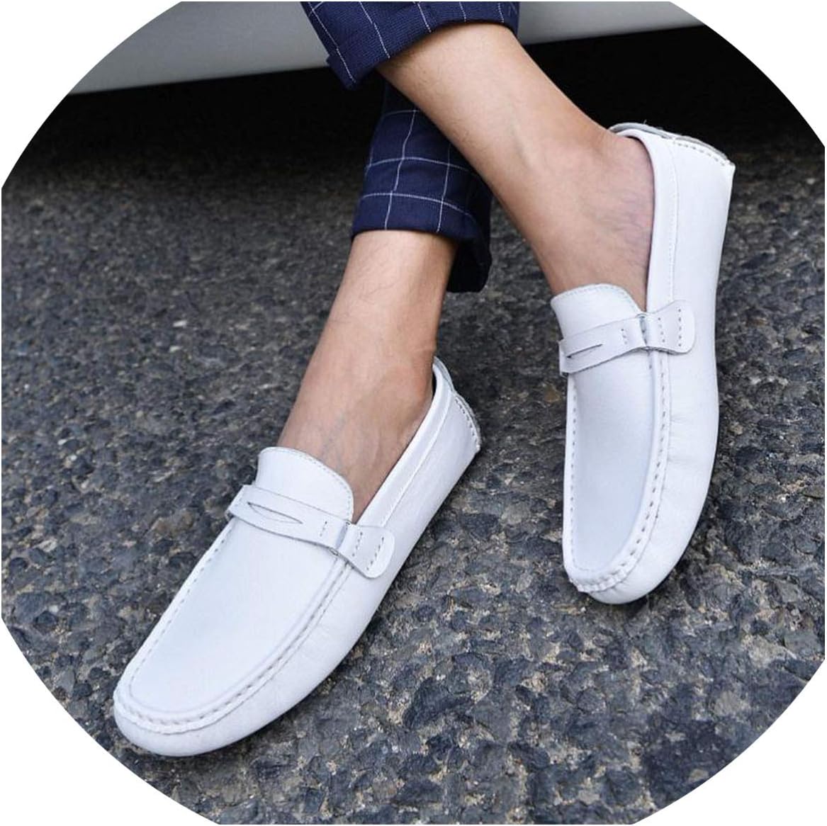 floral hoop Shoes Men Genuine Leather Fashion Brand Mens Loafers Slip-On Driving Shoes Mens Moccasins Zapatos Hombre Casual Cuero,White,10