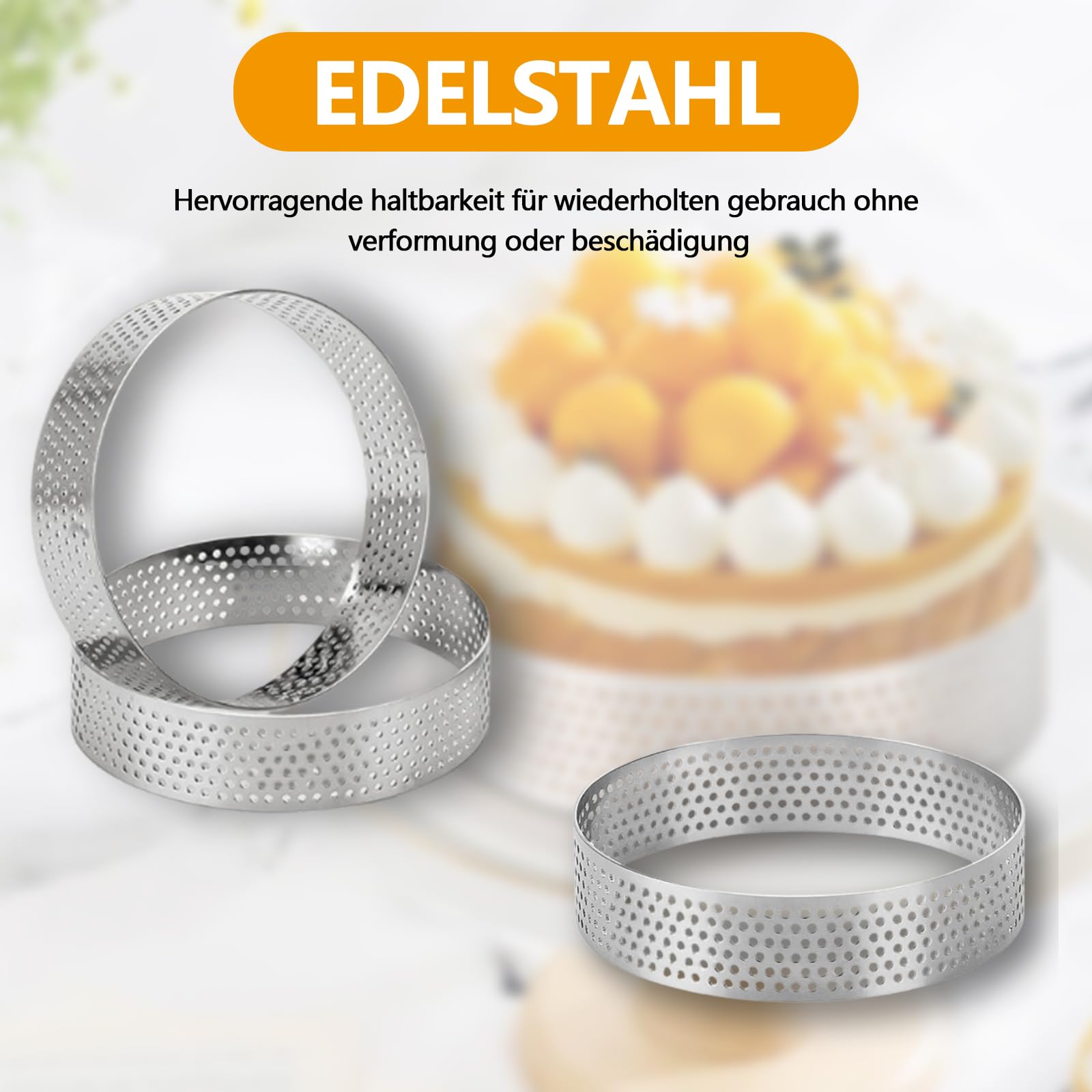 Foremki do ciast, 12 sztuk kółek deserowych, kółka do ciast o średnicy 8 cm, kółko z pianki deserowej z otworami, do robienia ciasteczek, pączków i wypieków