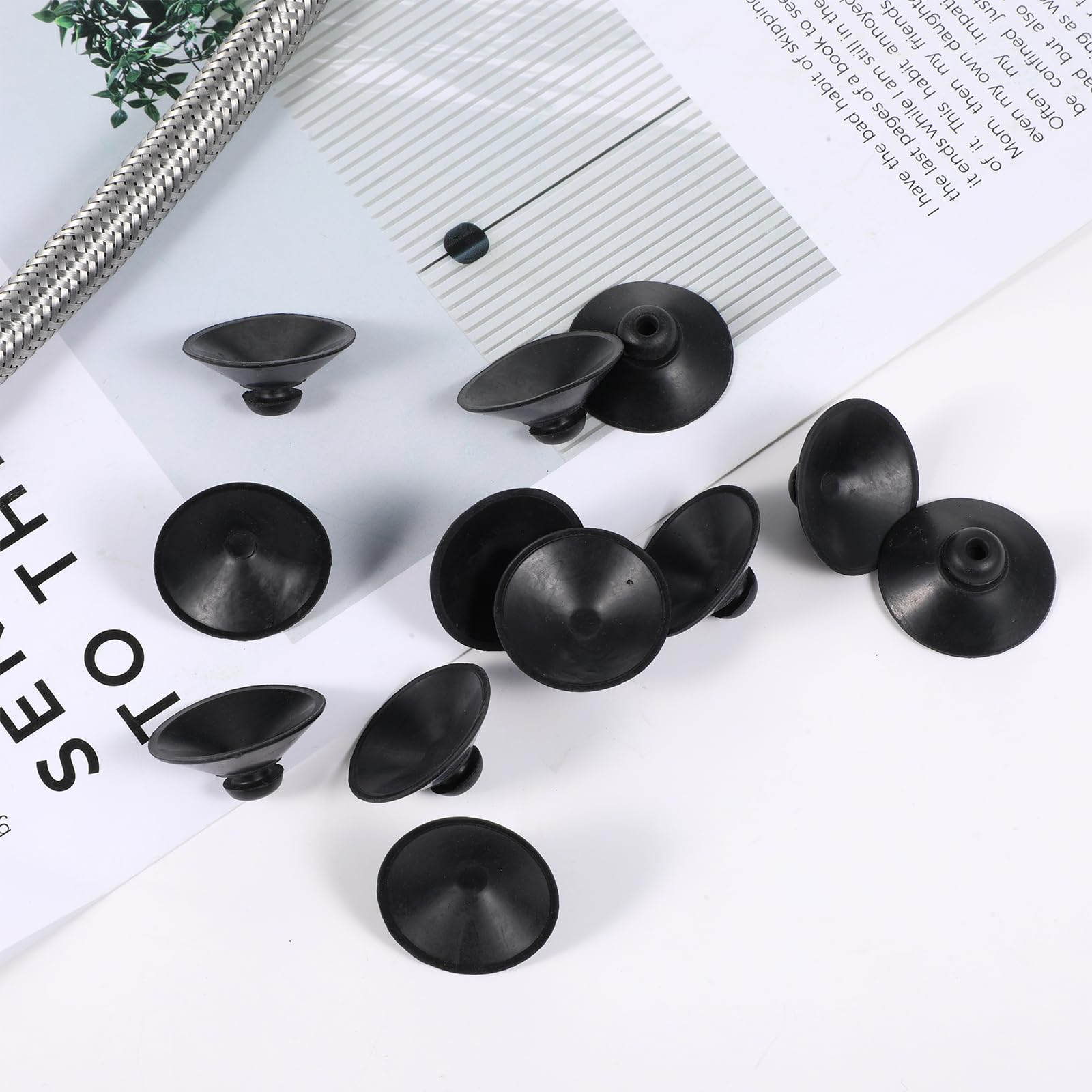 Skrfren 16 Stück Aquarium-Saugnäpfe, Aquarium Fisch Tank Gummi Tasse Saugnapf für die Einrichtung der Aquarium-Belüftung und Tankpumpe, Schwarz