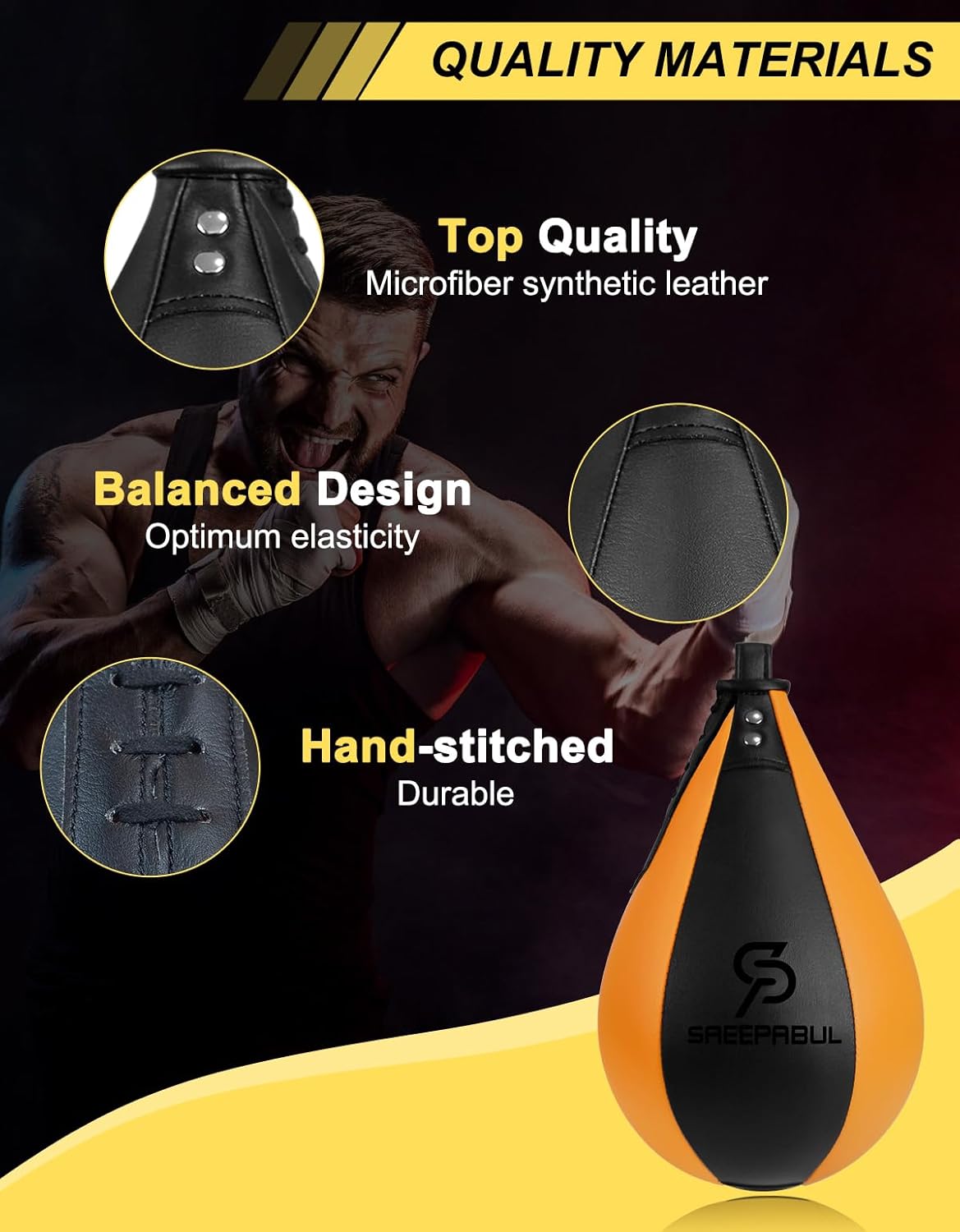 Speed Bag,Speed Bag for Boxing,PU Leather Reflex Training Pear Shaped Punching Bag,Fast Reaction Skills Development Perfect for Kids Teens Adults Boxing Coaches