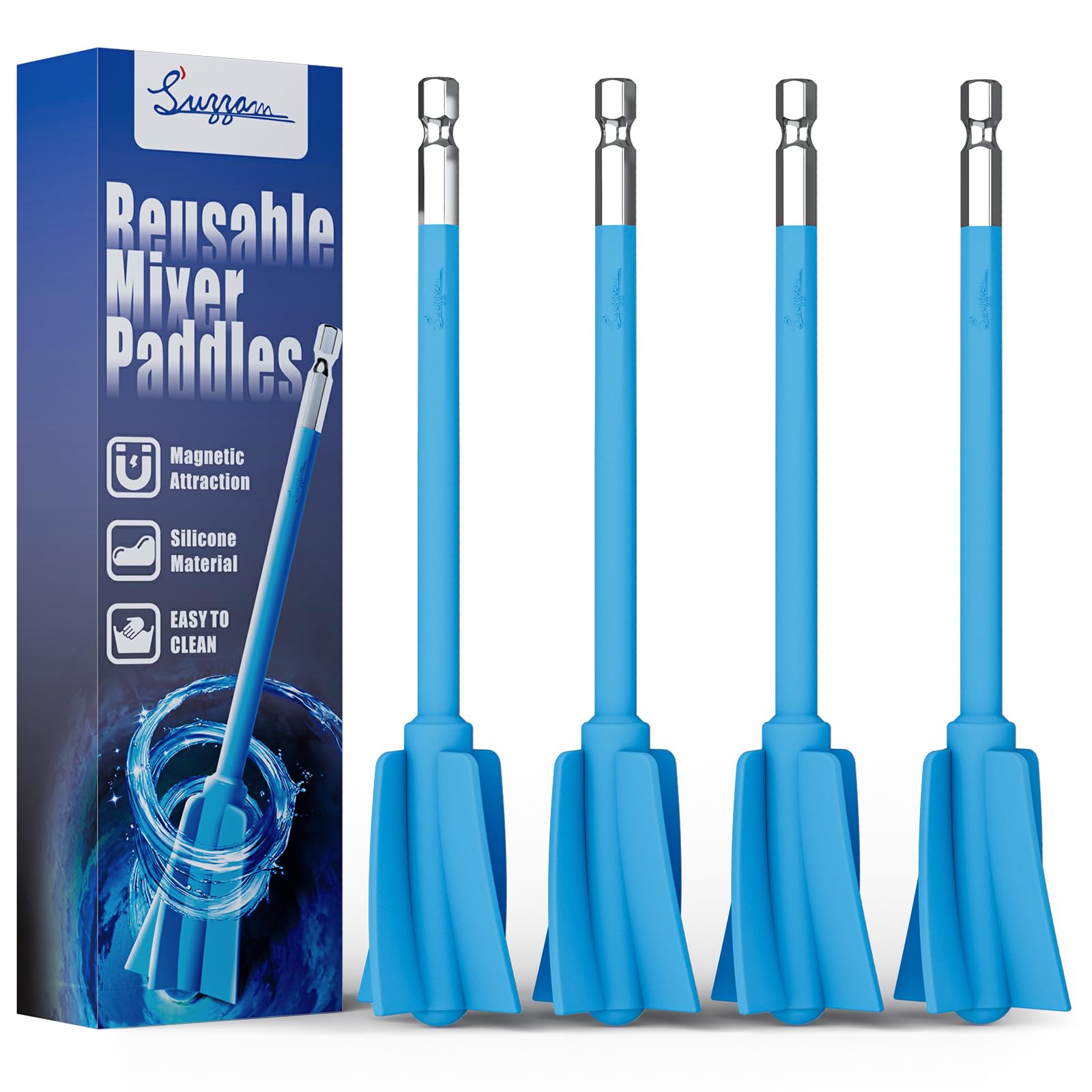 Mezclador De Pintura Zasvec 6 Piezas | Para Taladro, Resina Epoxi Y Pinturas | Diseño En Espiral Reutilizable