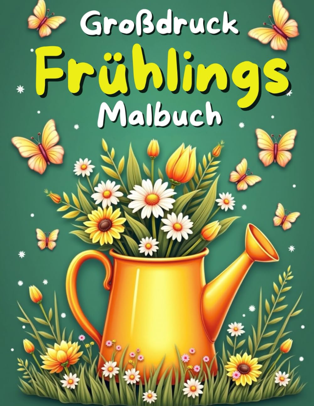 Großdruck Frühlings Malbuch für Erwachsene und Senioren, Einfache, entspannende Motive mit Blumen, Natur und frühlingshaften Designs