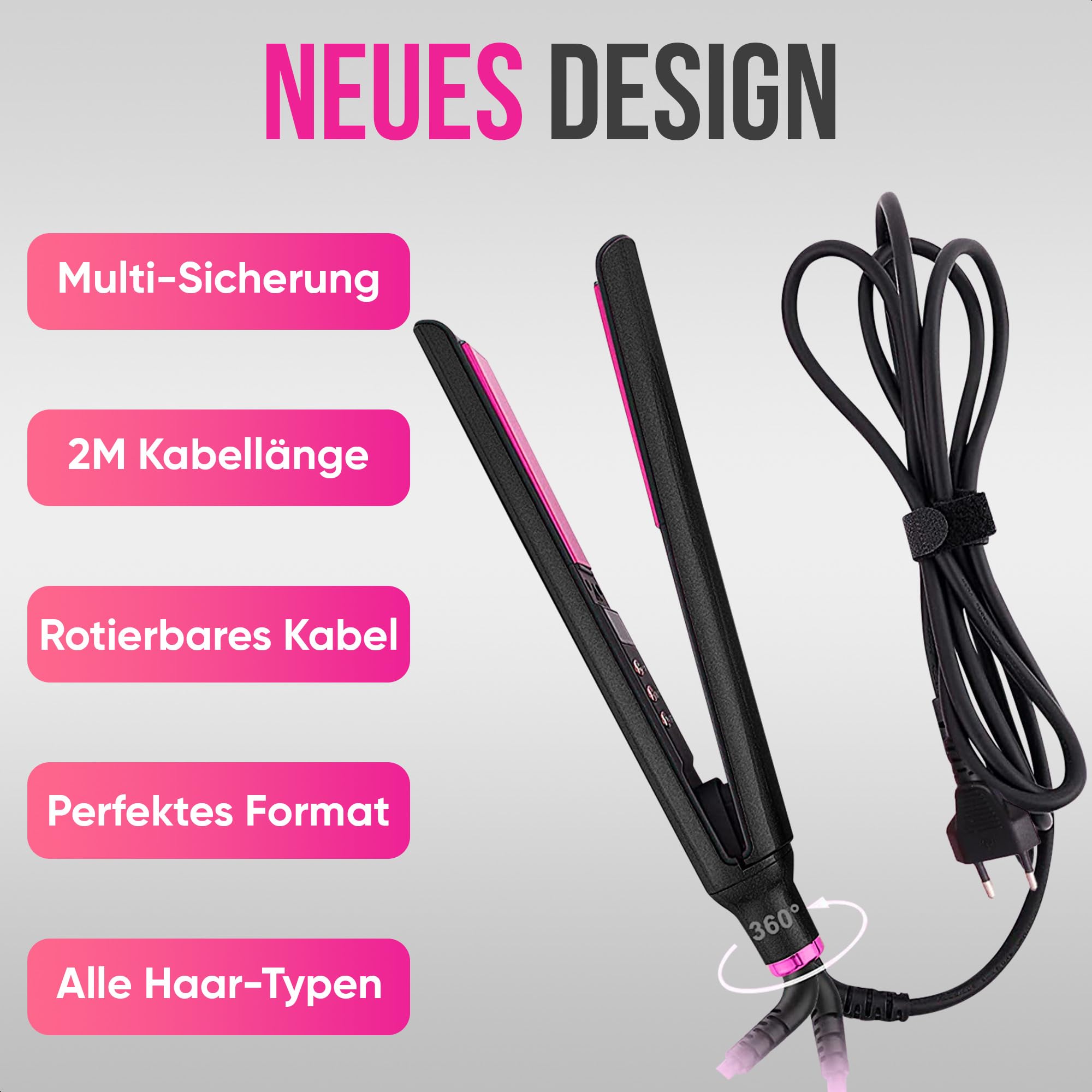 Strex Glätteisen - 2 in 1 - Glätten und Locken - Keramik - 120℃/230℃ - Lockenstab