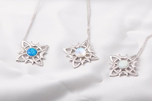 Miniatura 6 de Collar de nudo de brujas Nudo de Bruja con colgante original de tetragrammaton amuleto de protección de plata de ley 925 Wicca Luna irlandesa celta