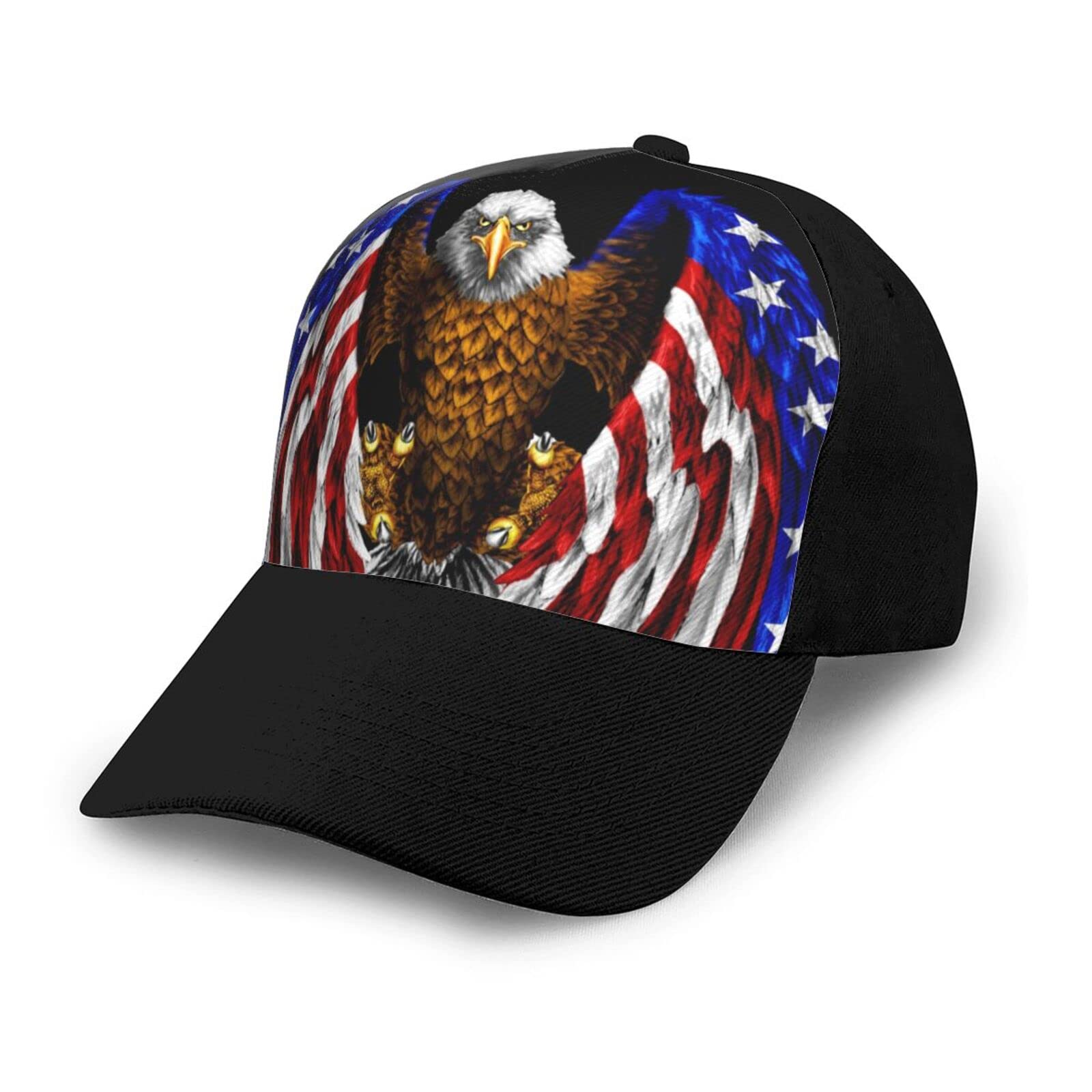 Aseelo Unisex Usa Flag Patriotic Eagle Printed Adult Baseball Cap, Clean And Versatile, For Men And Women