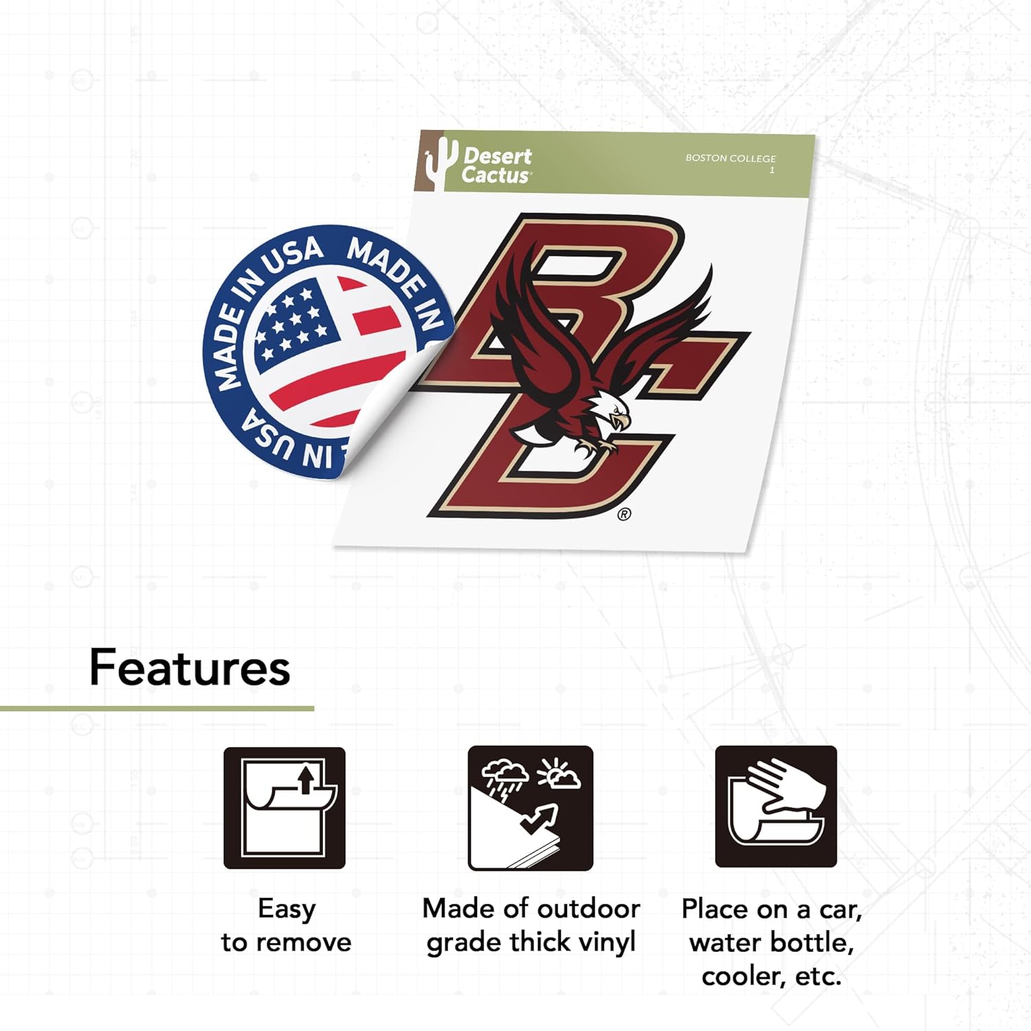 Desert Cactus Boston College Eagles BC Vinyl Decal Laptop Water Bottle Car Scrapbook Sticker (IND 1) - Image 4