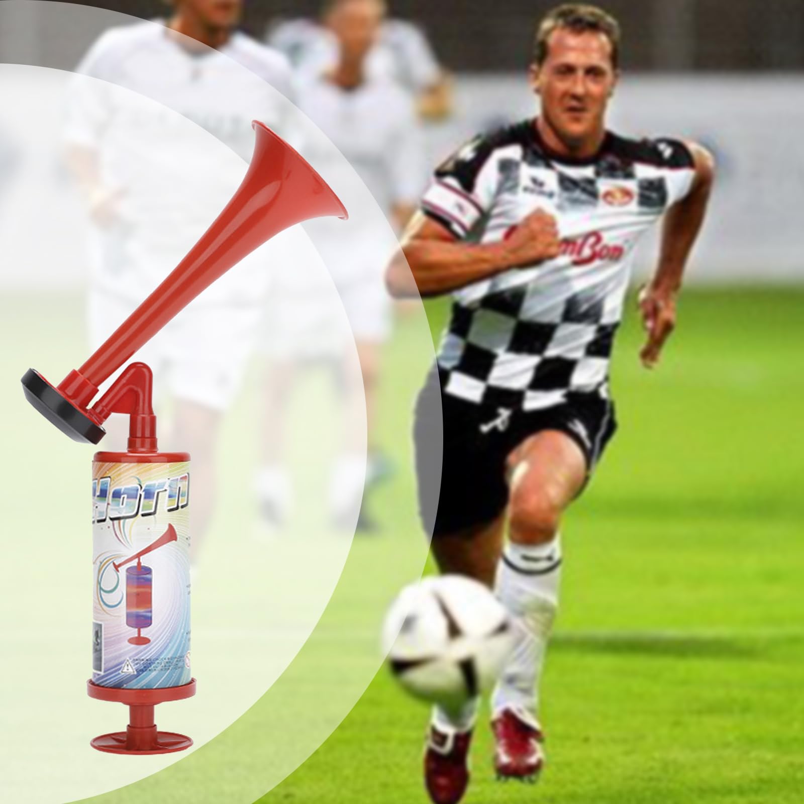 Tromba manuale, tromba da stadio, fanfara ad alta pressione d'aria, pompa portatile per sport, corno compresso da calcio (misura grande)