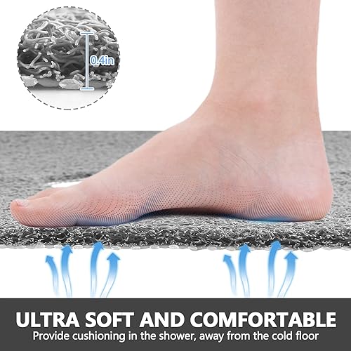 Miniatura 3 de Tapete de ducha cuadrado antideslizante 27 x 27 pulgadas, extra grande, tapete de ducha para ducha interior, tapete de ducha antideslizante mate con