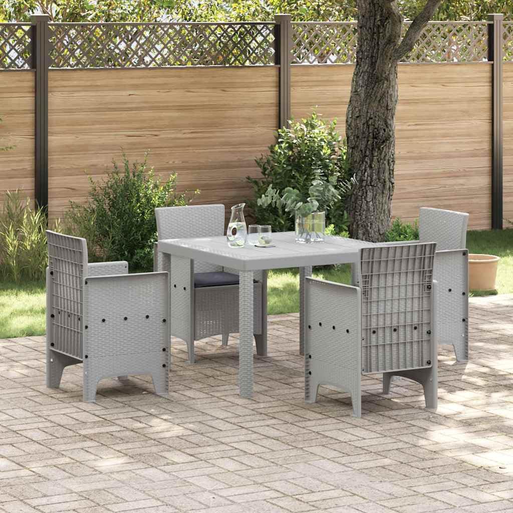 vidaXL Set da Pranzo per Giardino 5 PCS Grigio Chiaro Rattan Polt, Set da Pranzo all'aperto, arredo Giardino Moderno, Leggero per TACE, Tavolo Robusto per riunioni estive