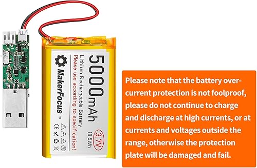 Miniatura 4 de 2 baterías recargables de polímero de litio de 3.7 V 5000 mAh con placa protectora integrada y enchufe PH2.0 compatible con WisBlock Meshtastic,