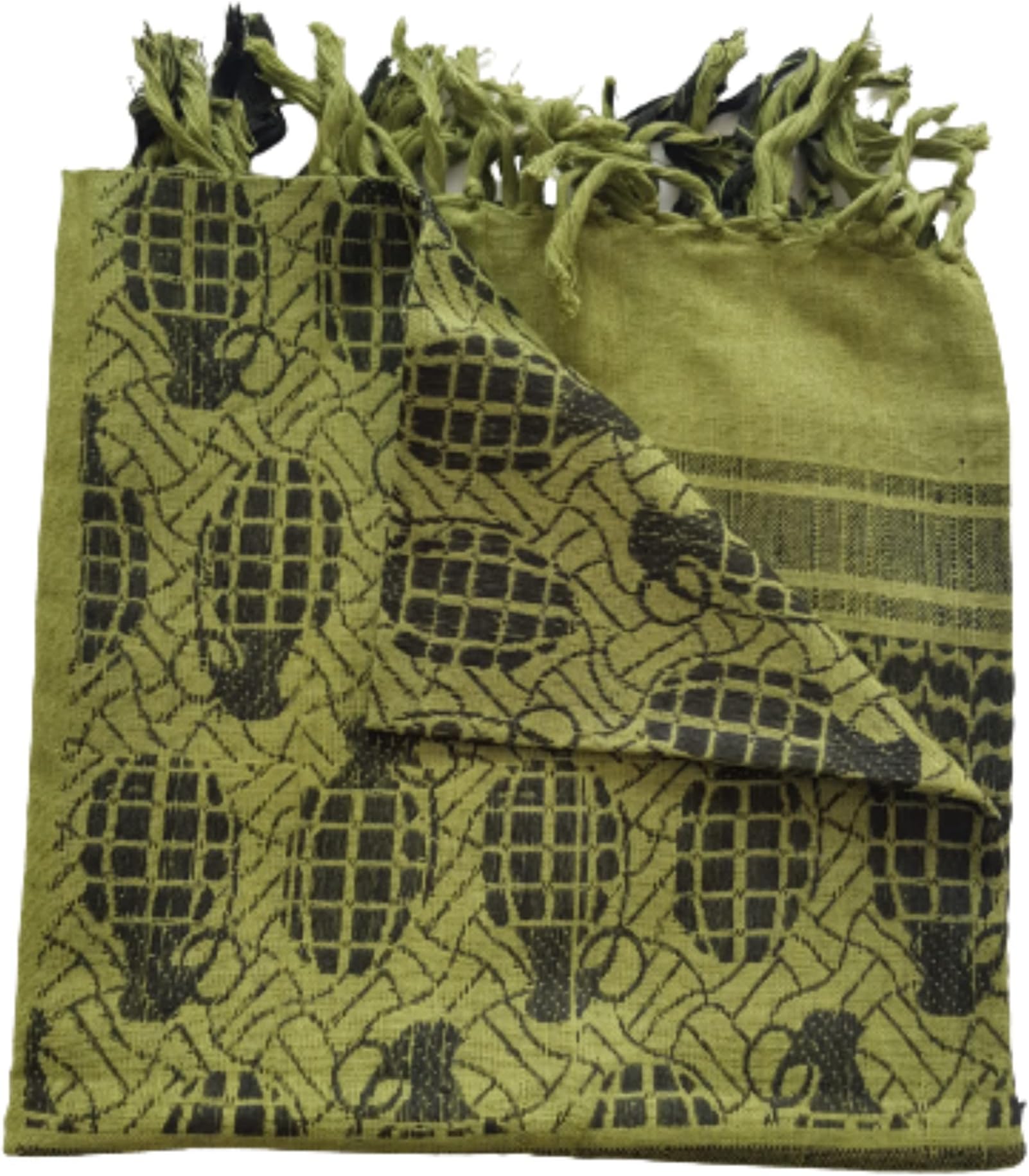 Grenade Shemagh Scarf Desert Head Cover Keffiyeh Neck Wrap Paintball Army Tactical Scarves, Green, 110cm x 110cm