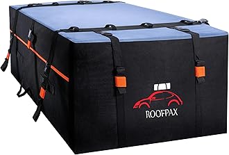 RoofPaxCar Roof Bag & Rooftop Cargo Carrier - 19 Cubic Feet Heavy Duty Bag, 100% Waterproof Excellent Military Quality Roof-Top Car Bag - Fits All Cars With/Without Rack - 4 Door Hooks Included