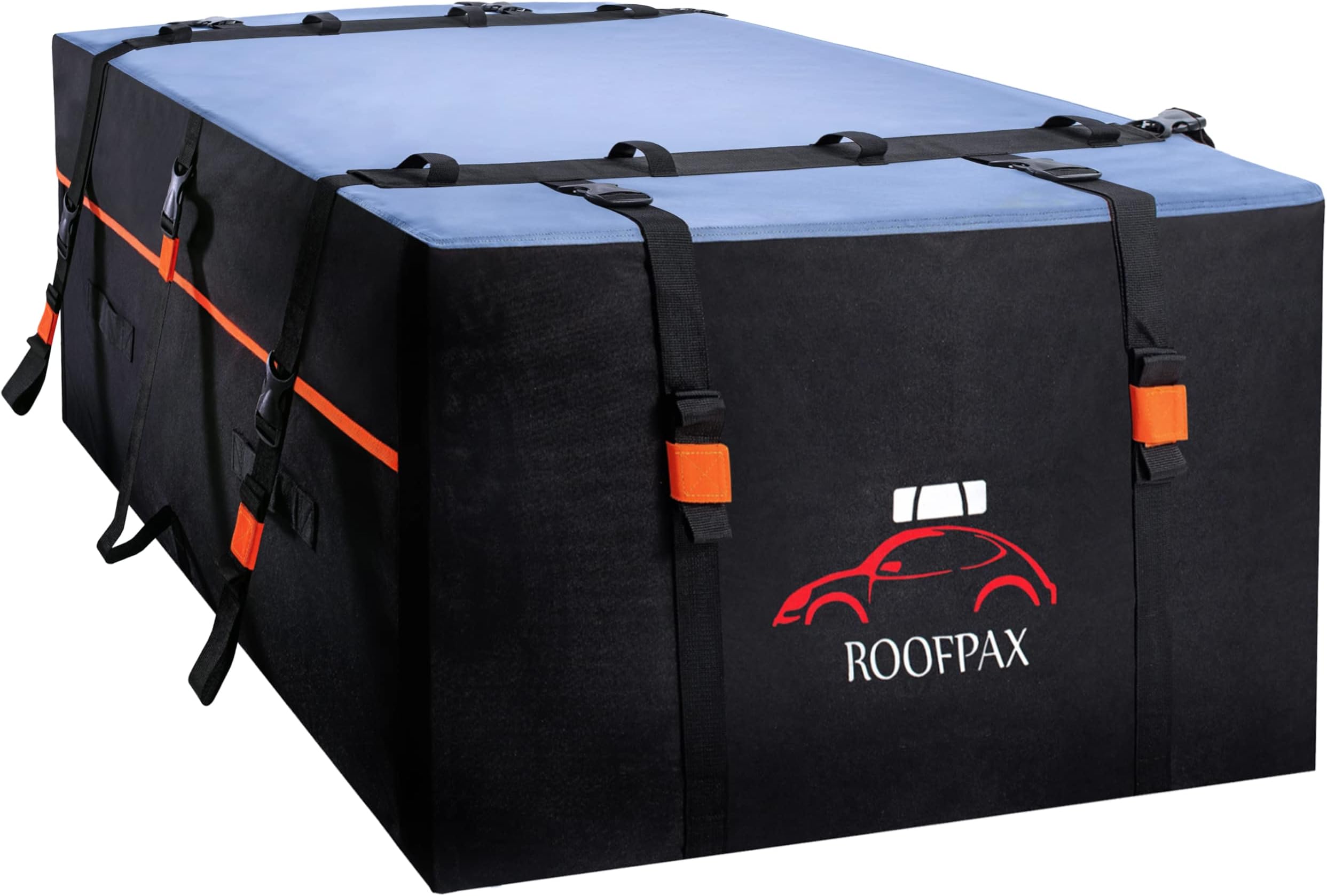 RoofPaxCar Roof Bag & Rooftop Cargo Carrier - 19 Cubic Feet Heavy Duty Bag, 100% Waterproof Excellent Military Quality Roof-Top Car Bag - Fits All Cars With/Without Rack - 4 Door Hooks Included