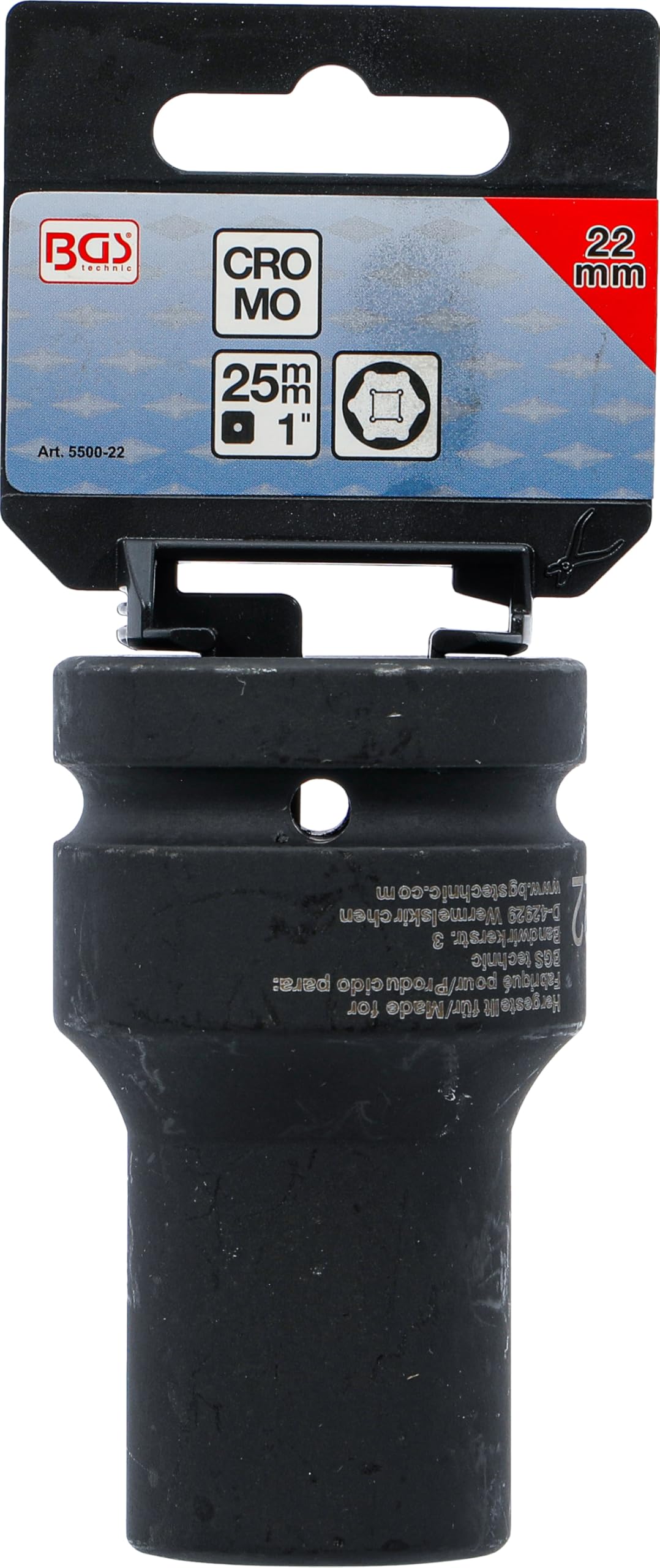 BGS 5500-22 | Douille à choc, six pans, longue | 25 mm (1") | 22 mm