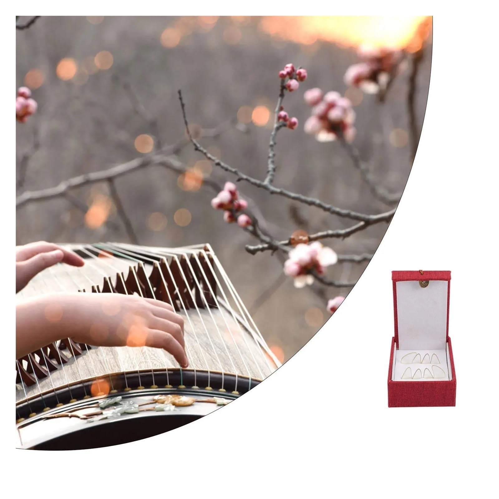 1 Set Atmungsaktive Kristall-Guzheng-Nagelabdeckungen, Robuste Picks