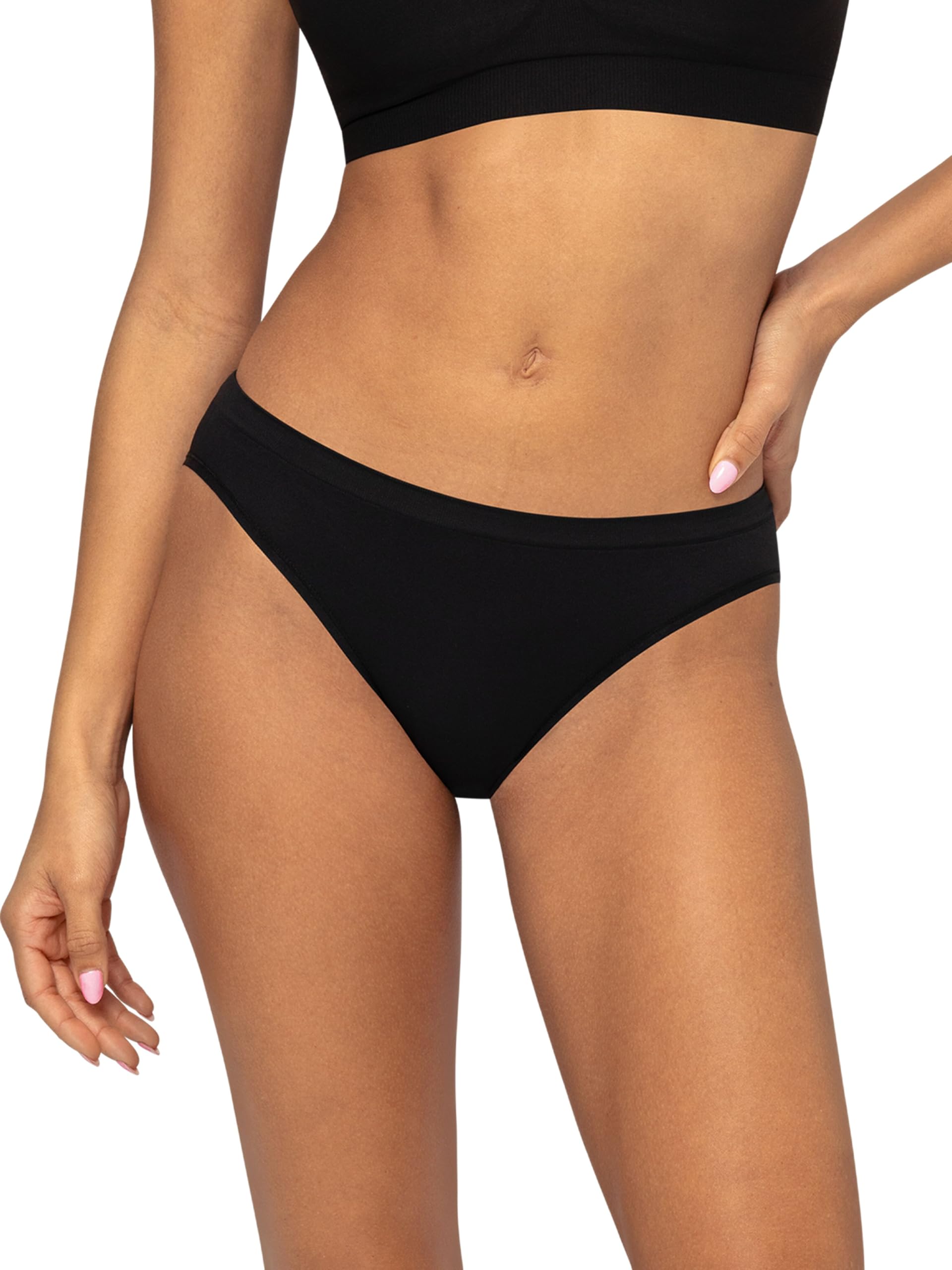 Fruit of the Loom Nahtlose Damenunterwäsche, tolles Stretch und Keine Slip-Linien, erhältlich in Übergröße, Bikini, 6er-Pack, neutrale Farben, 9