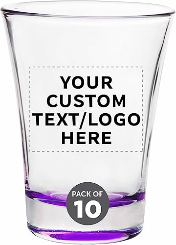 Vasos de chupito personalizados de 2 onzas, juego de 10, paquete personalizado a granel, ideal para bodas, fiestas, cumpleaños, regalos, morado