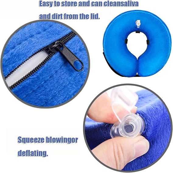 Pet Inflatable Collar for Dogs and Cats, Protective Inflatable Dog Collar, Soft Pet Dog Cone Recovery Collar, Adjustable Pet Recovery Collars for Medium Dogs and Cat (M)
