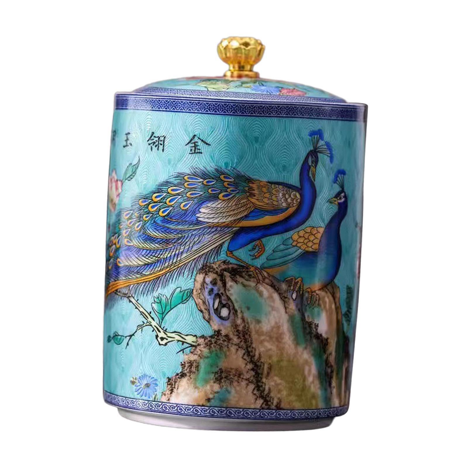 PUXZYAX Tea Canister Storage Ceramic Jar Antique Decorative Piece With Airtight Lid For Air Tight Storage Needs Tea Canister Bottle Jar Ceramic Desktop