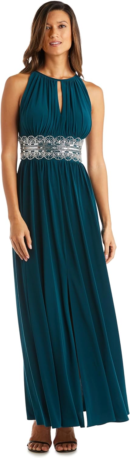 R&M Richards Women's Beaded Waist Gown