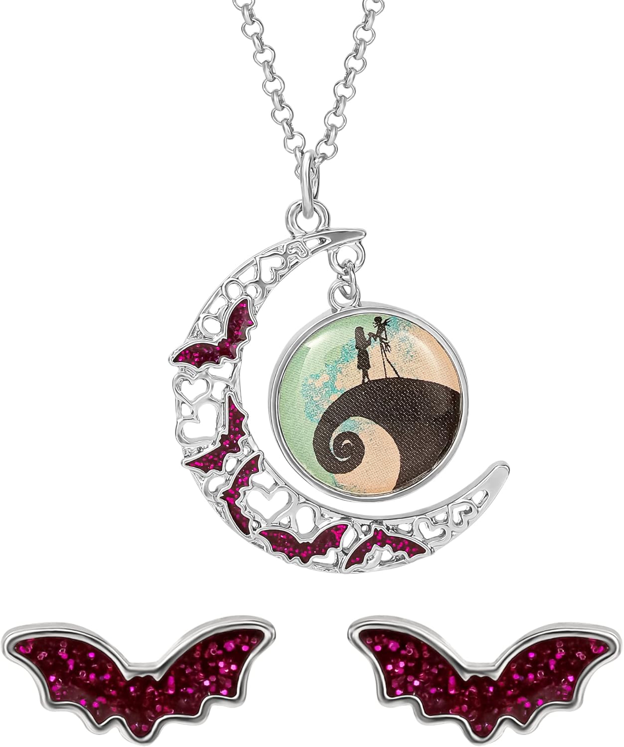 Disney The Nightmare Before Christmas Womens Necklace and Earrings Set Jewelry Set - Jewelry Sets for Women
