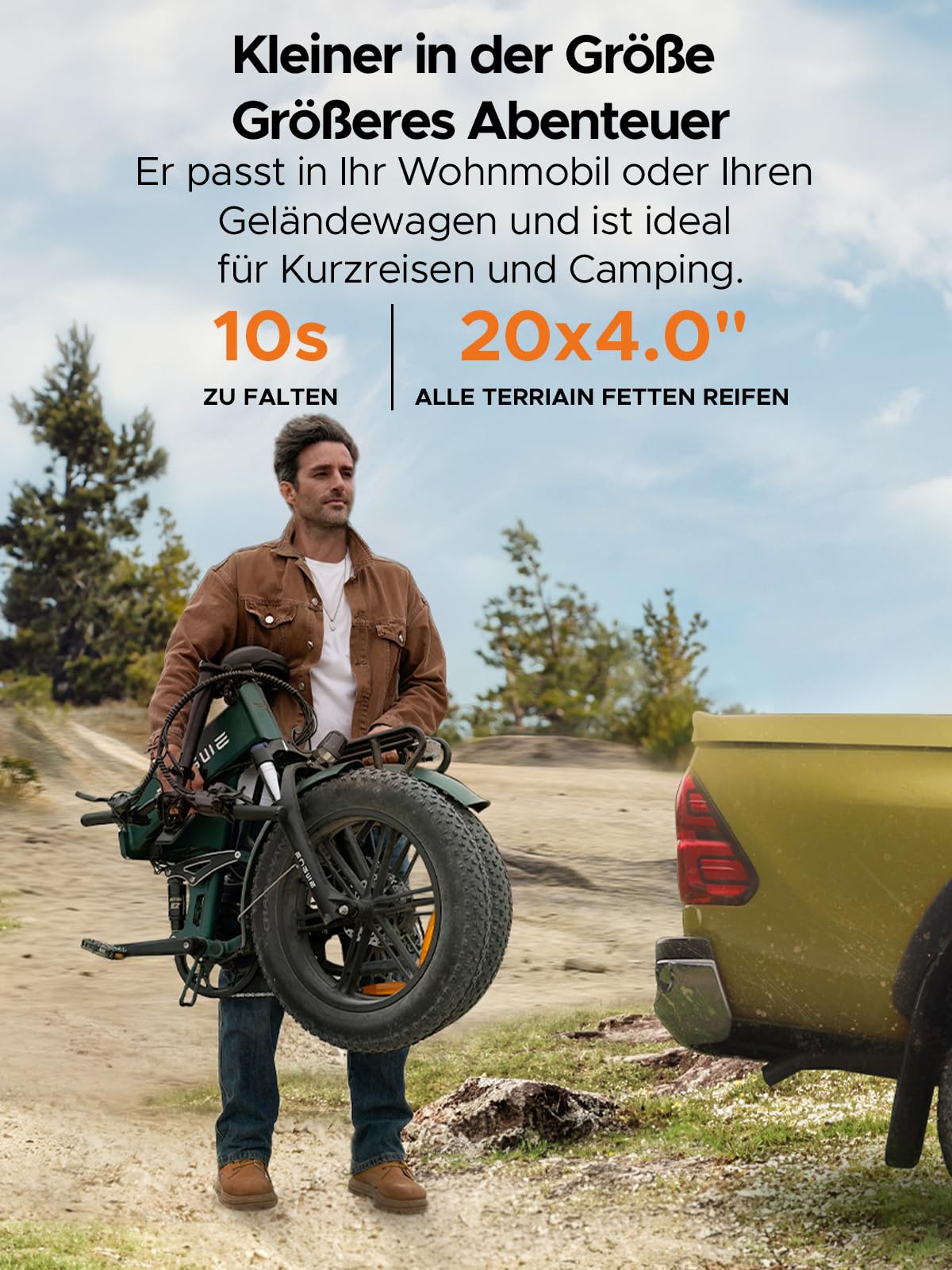 ENGWE Engine Pro 2.0 Elektrisches Klapprad mit 20„x4.0“ Fat-Tire-Reifen, 768-Wh-Akku (16 Ah) für bis zu 110 km, Drehmomentsensor, Vollfederung, 8 Gänge für Stadt und Gelände