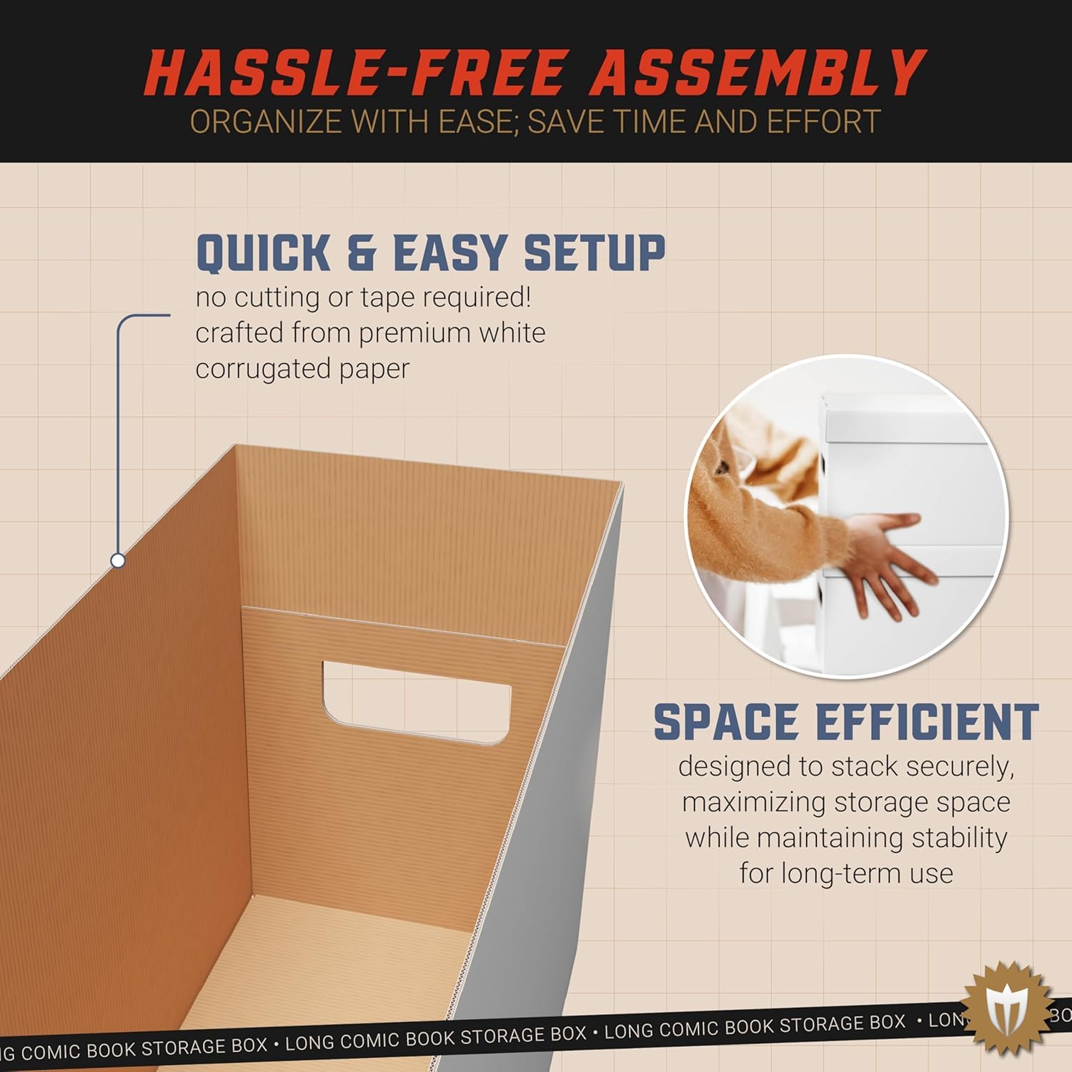 Max Protection Comic Book Storage Box - 2 Count Long Comic Book Boxes with White Corrugated Cardboard - — view 3