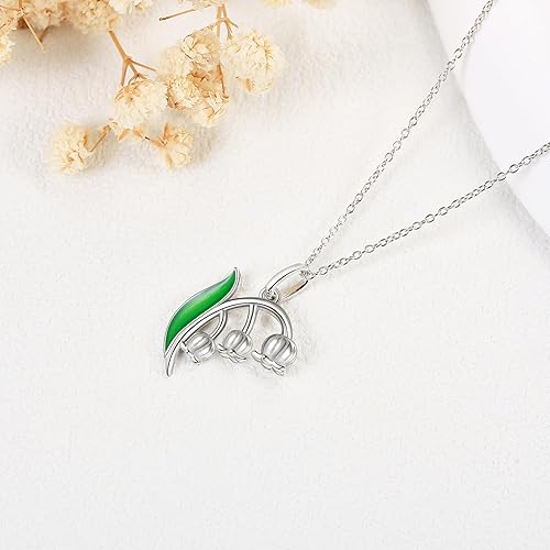 Miniatura 4 de MONGAS Forget Me NotLily of the valleyHibiscus Necklace Sterling Silver Flower Pendant Necklace Flower Jewelry Gifts for Women