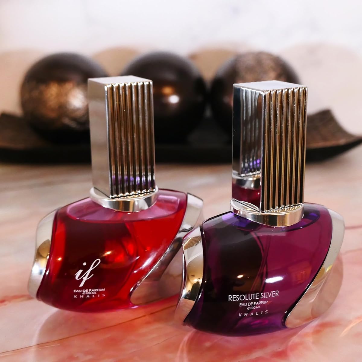 Paquete de perfume elegante para mujer Maison d'Orient: IF y RESOLUTE SILVER de Khalis, 100 ML EDP - Lujosos aromas florales afrutados para cada ocasión