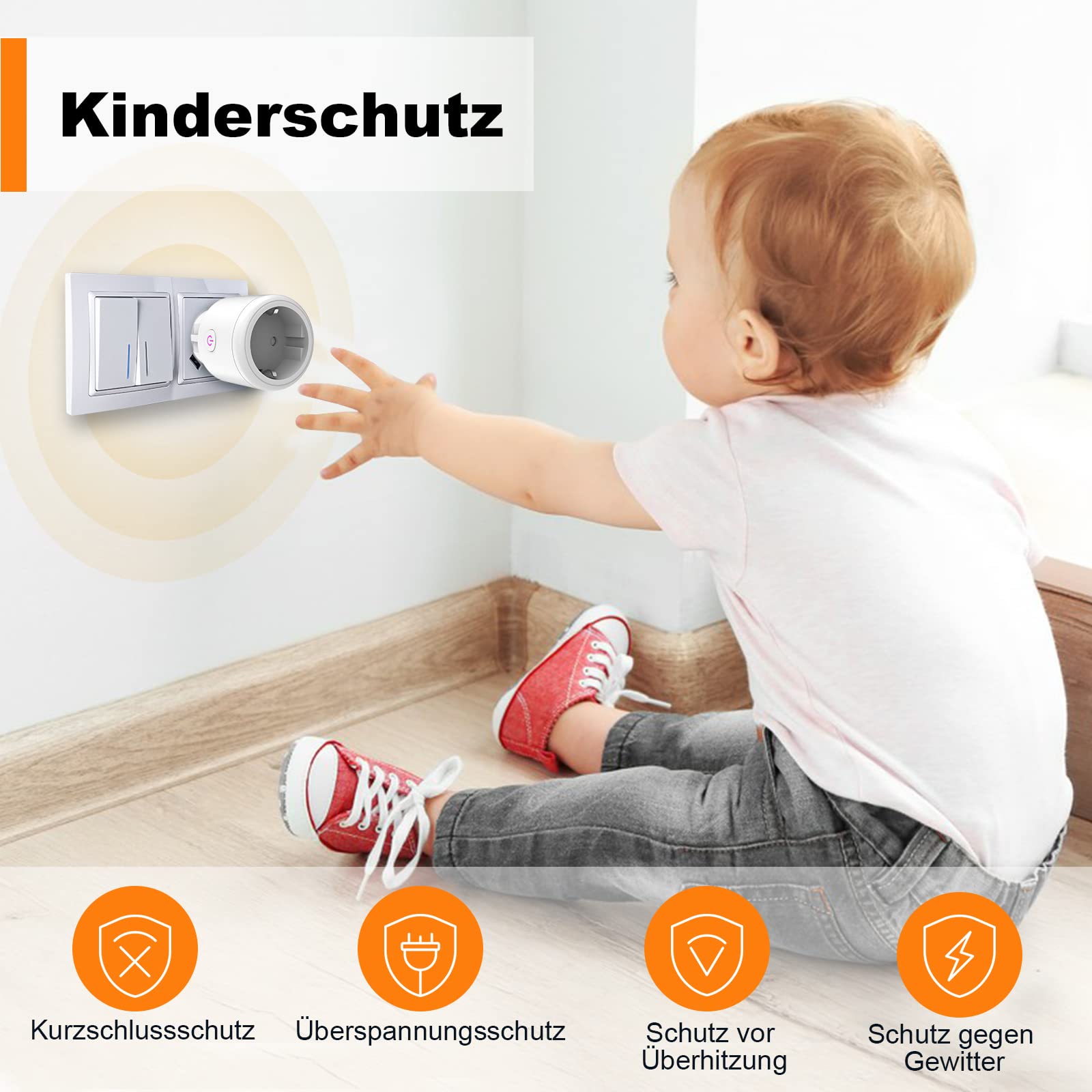 Prise Connectée Mini, 16A Intelligente Compact Prises, Compatible avec Alexa, Google Home, Contrôle à Distance, Mesure de Consommation Électrique, Contrôle Vocal, Fonction de Temps (Lot de 4)