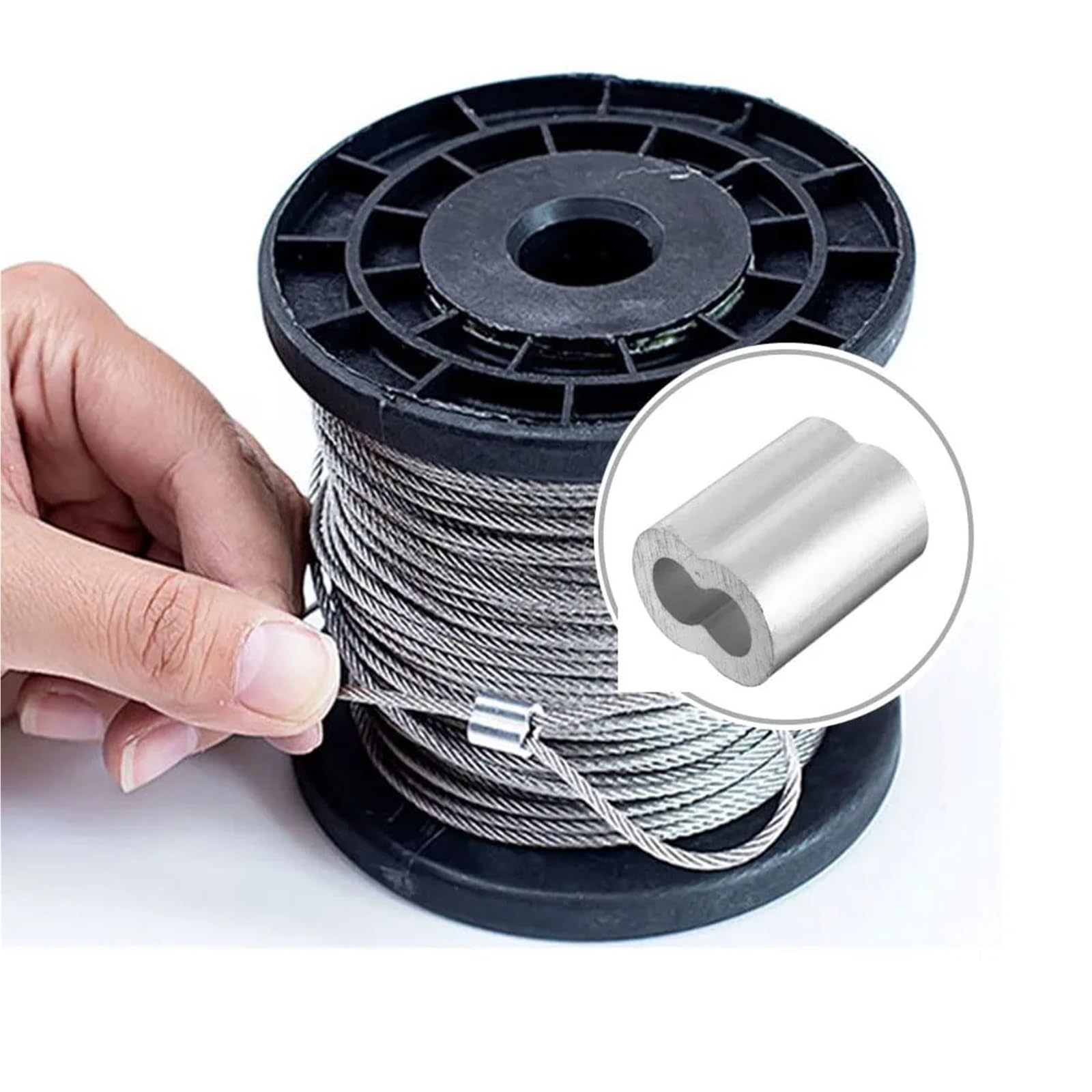 Puntali, Manicotti a crimpare for cavi 200 pezzi Manicotto a in alluminio for fune da 3 mm 4 5 6 e clip in a doppio foro for cavo(3mm)