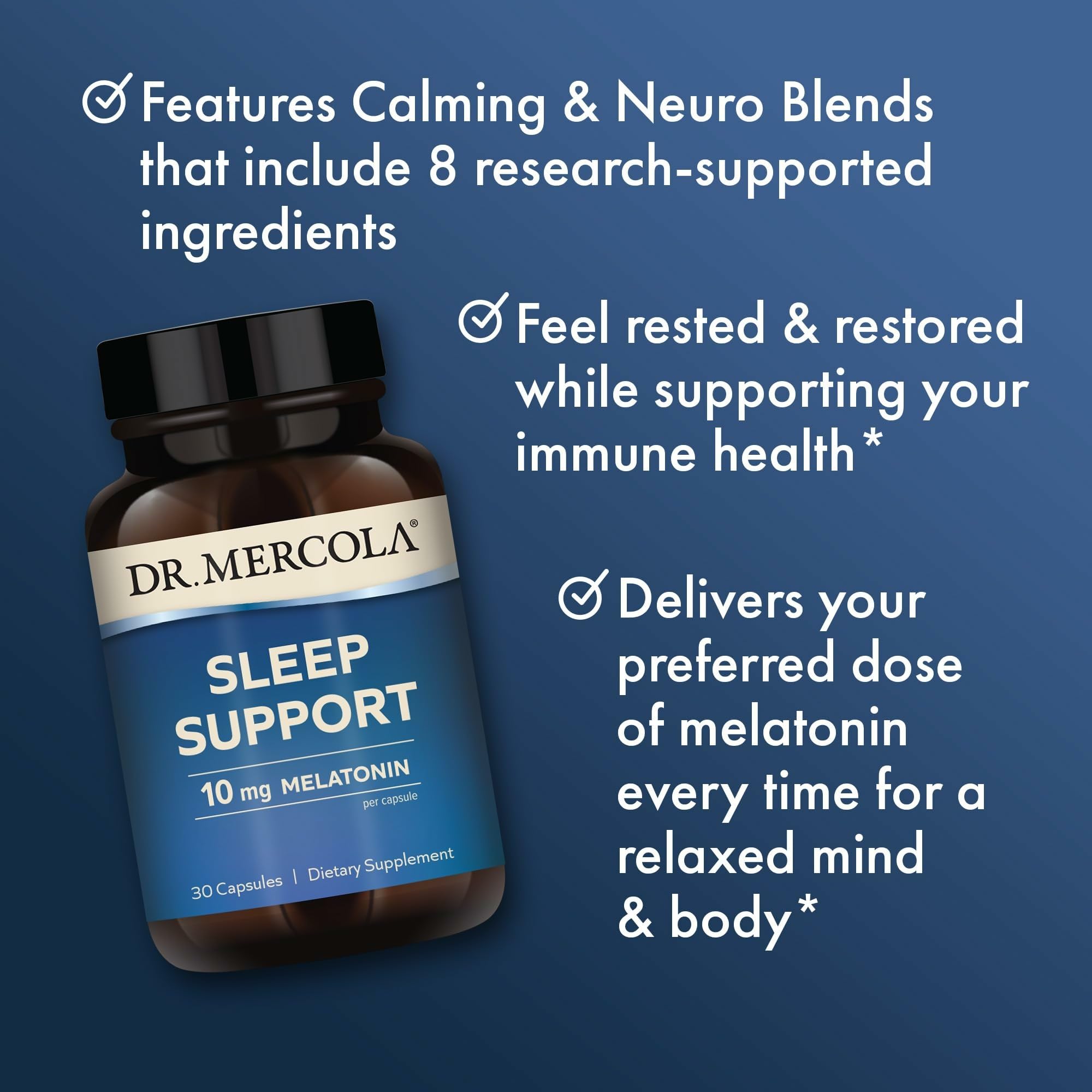 Dr. Mercola Sleep Support with Melatonin, 10 mg, 30 Capsules (30 Servings) — Amazon image 4
