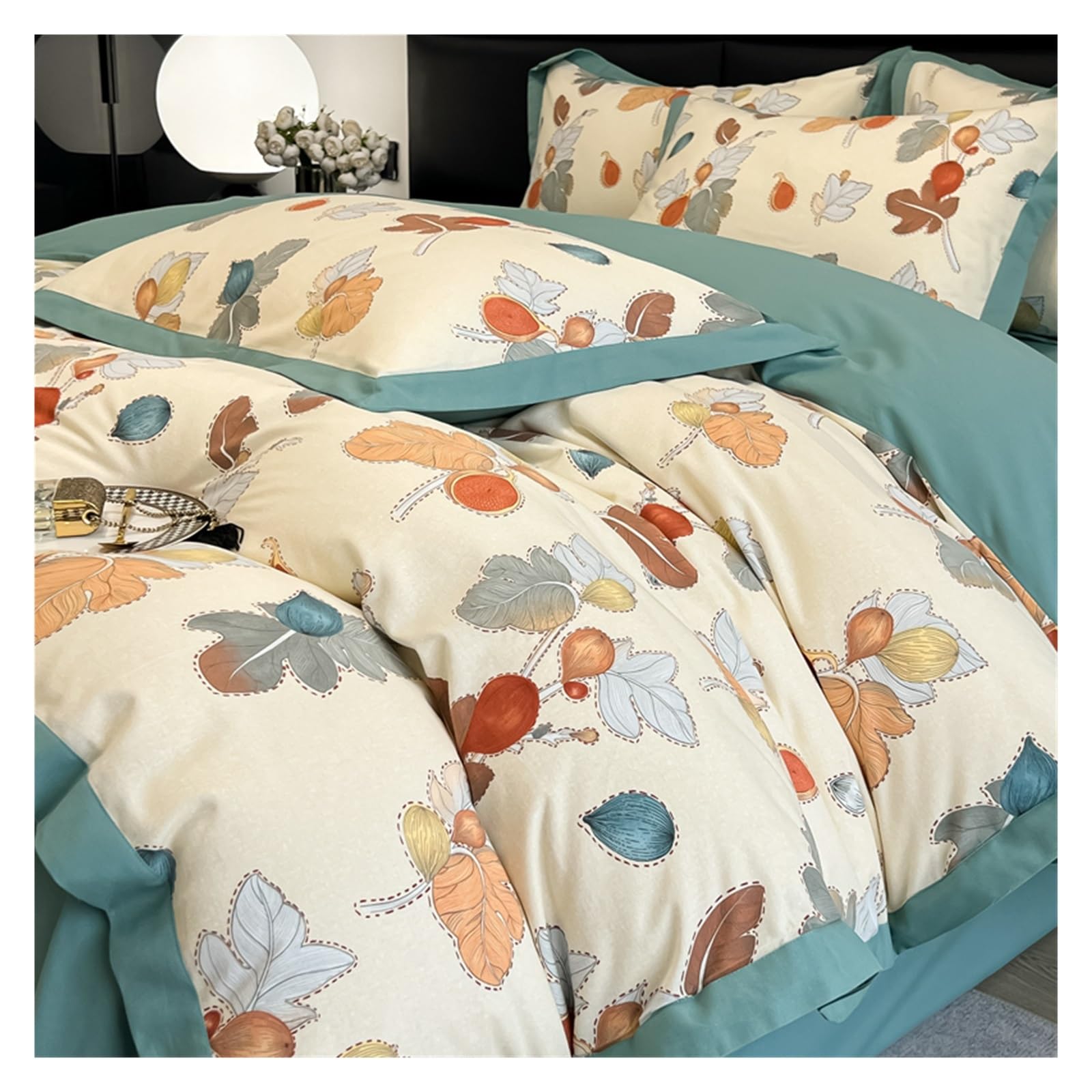 Housse de couette parure de lit confortable 100% coton lavé durable