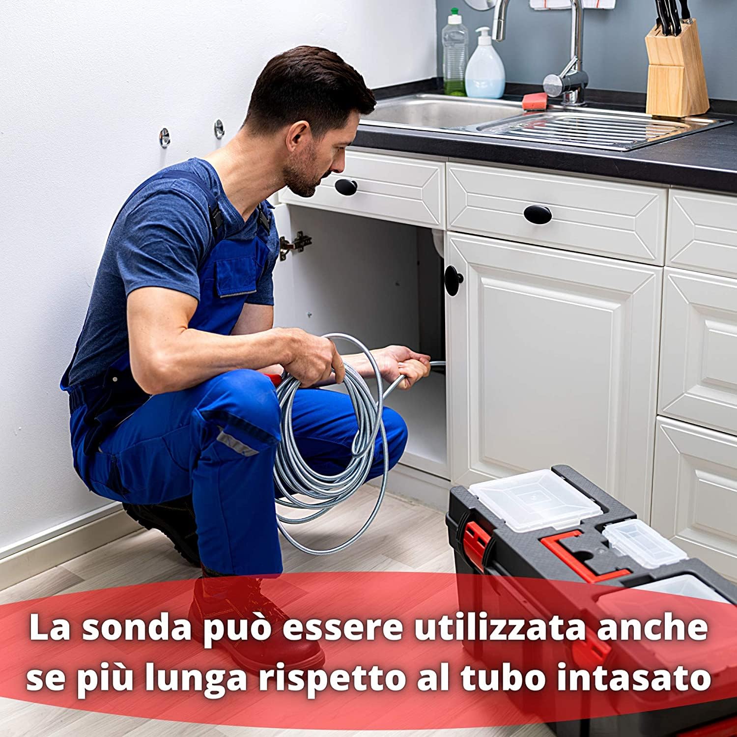 Sonda stura Tubos flexibles para desagües con muelle galvanizado en espiral de acero - 10 m