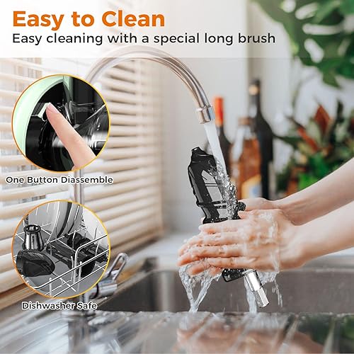 Miniatura 6 de Exprimidor lento de 3.1 pulgadas de ancho, exprimidor de prensado en frío para frutas y verduras, con función inversa y motor silencioso, fácil de