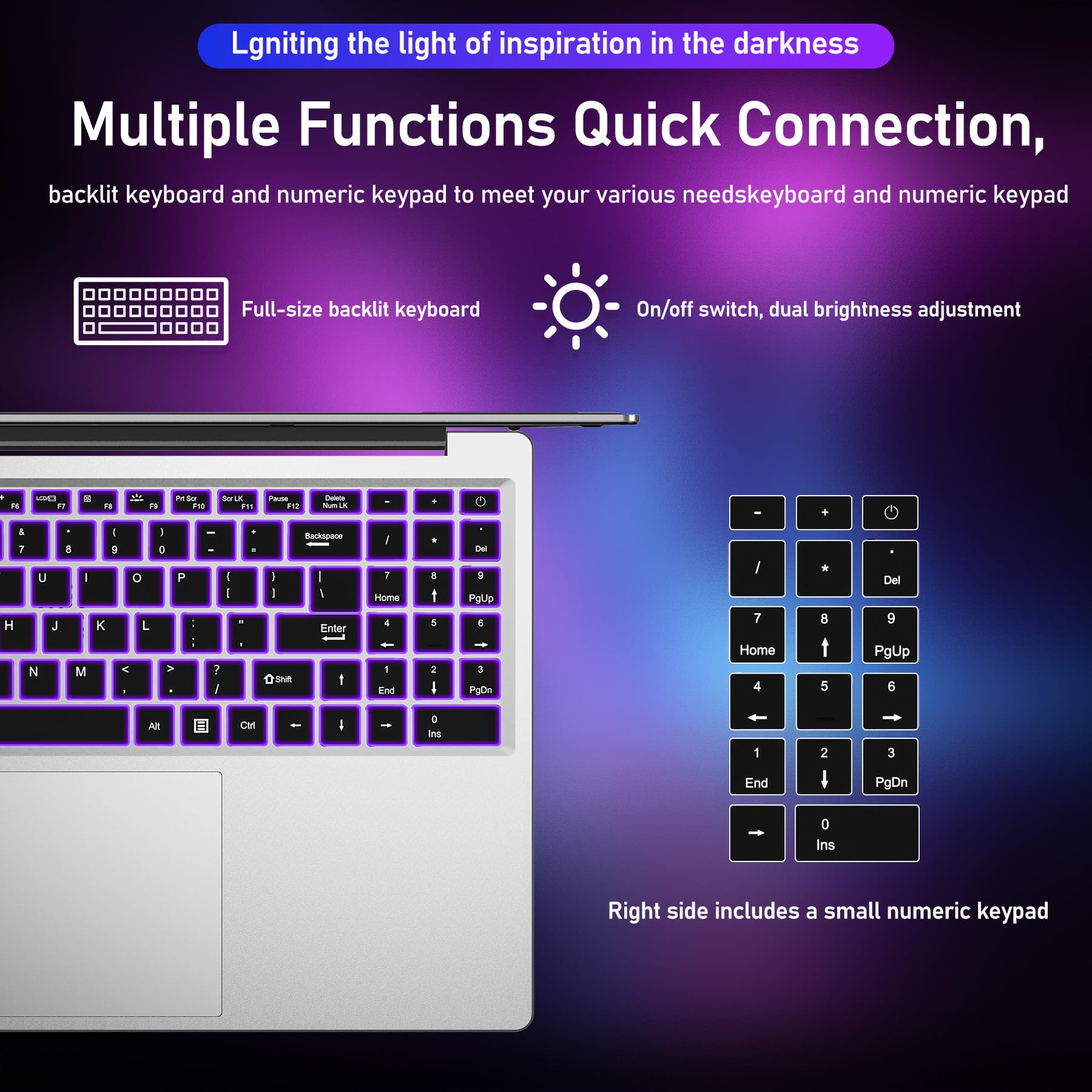 FUNYET Portatile Laptop da 16" RAM 16GB+512GB SSD, Processore N100 PC Notebook Portatile, Fino a 3,4 GHz 1920x1200IPS, Tastiera Convertibile Retroilluminata a 180° WIFI, MINI HDMI