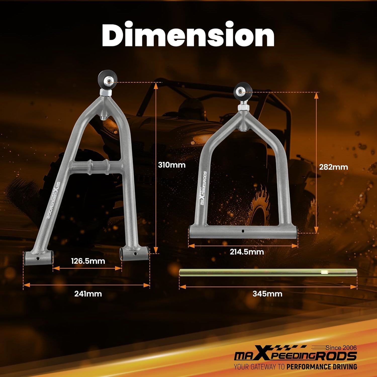 maXpeedingrods Adjustable Front Extended A-Arms for Yamaha Banshee 350 1990-2006, 2+1 Control Arm ATV Suspension Kit w/Ball Joints