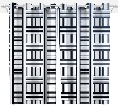 Miniatura 1 de Cortinas pastel para Sala, 2 paneles de líneas geométricas de celosía modernas, cortinas decorativas gruesas de 63 x 63 pulgadas (ancho x alto)