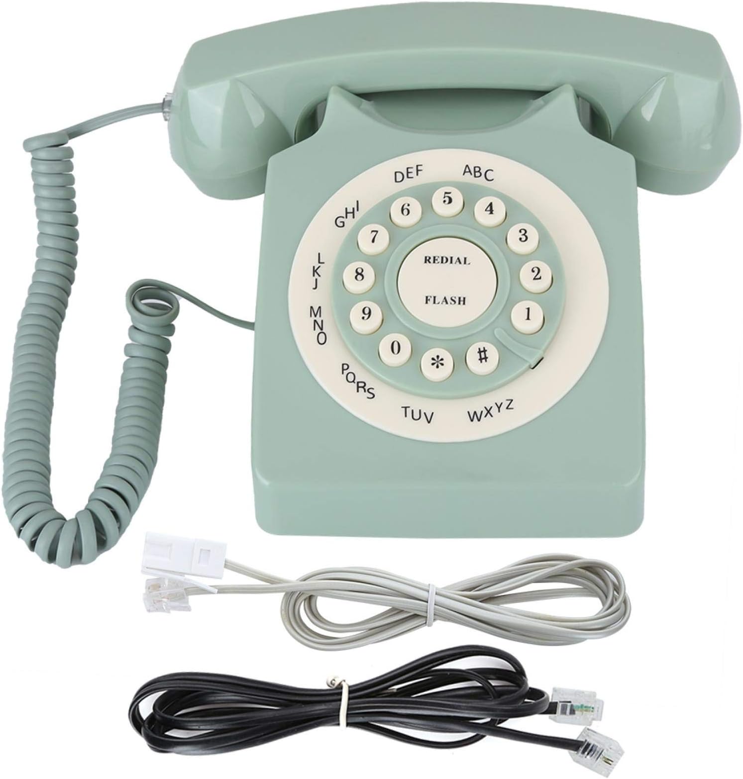 – European Telephone, Light Green Pastoral Style Antique Vintag Landline High Definition Call Quality Telephone, for Home Office