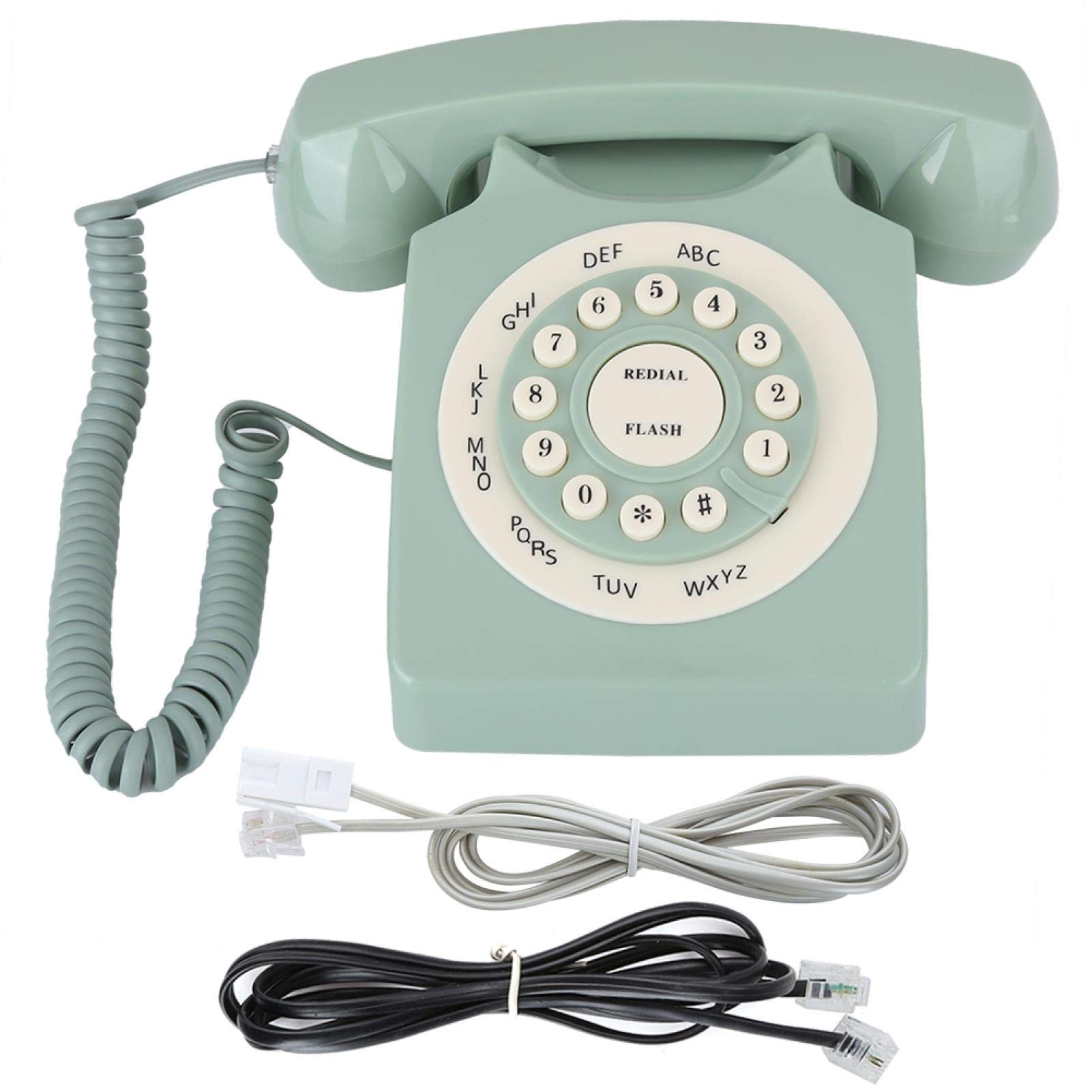 – European Telephone, Light Green Pastoral Style Antique Vintag Landline High Definition Call Quality Telephone, for Home Office